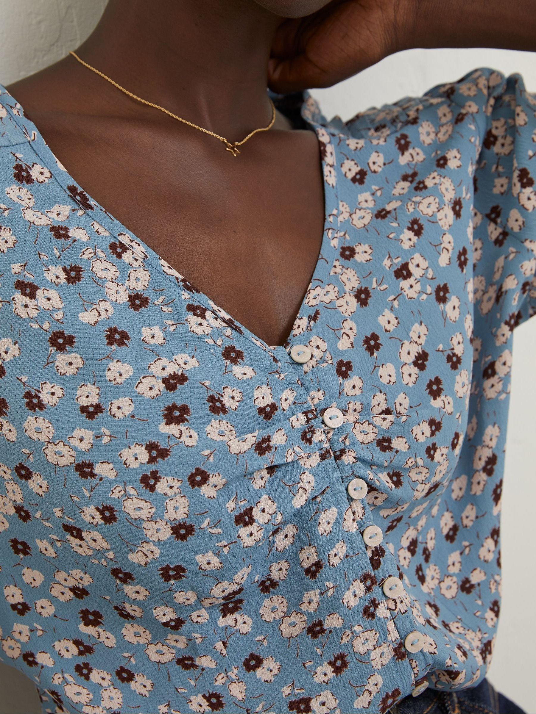 Blue Beatrice Tonal Floral Blouse - Image 4 of 5
