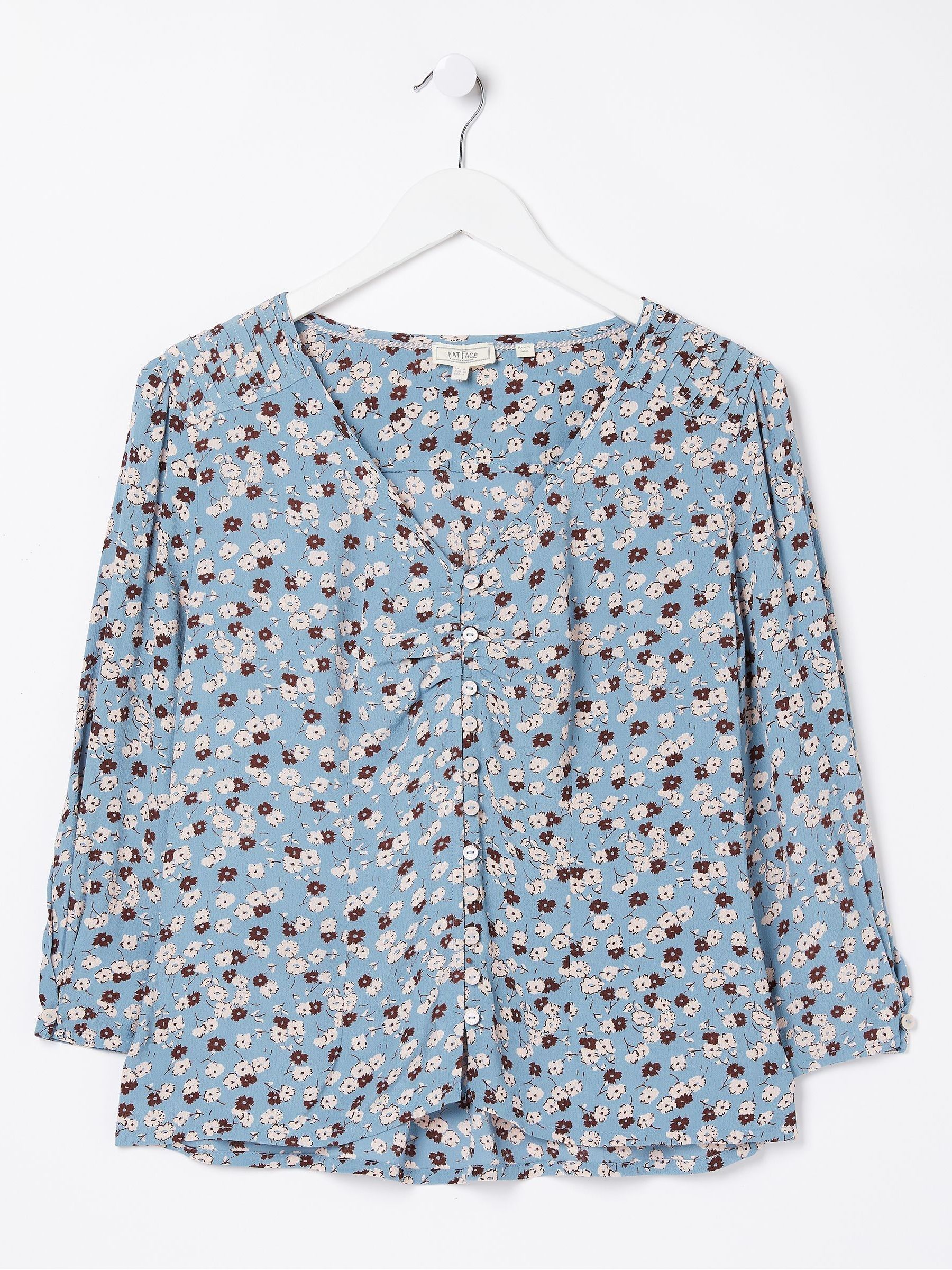 Blue Beatrice Tonal Floral Blouse - Image 5 of 5 Blue Beatrice Tonal Floral Blouse - Image 5 of 5