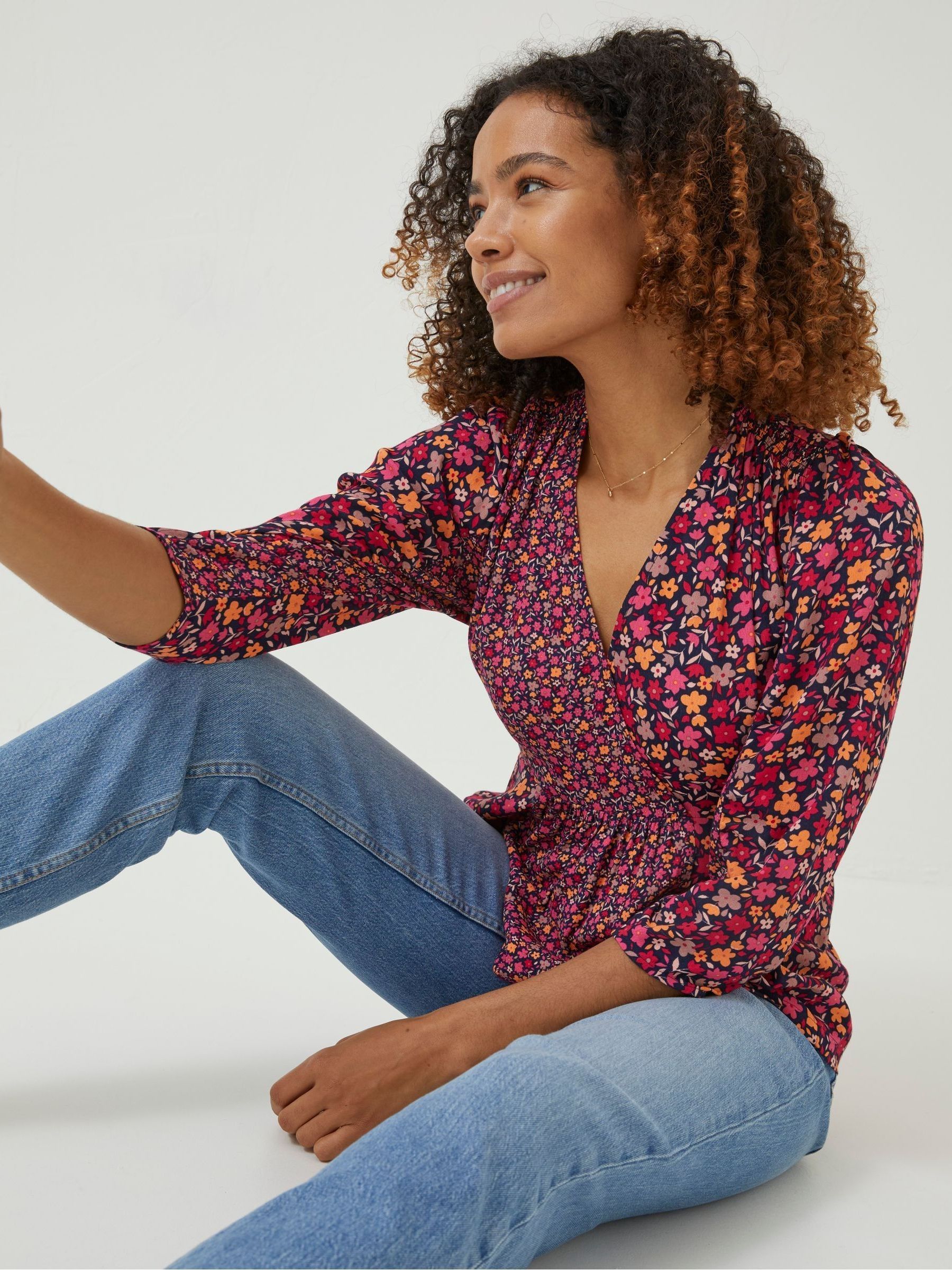 Red Frankie Retro Wrap Blouse - Image 3 of 5