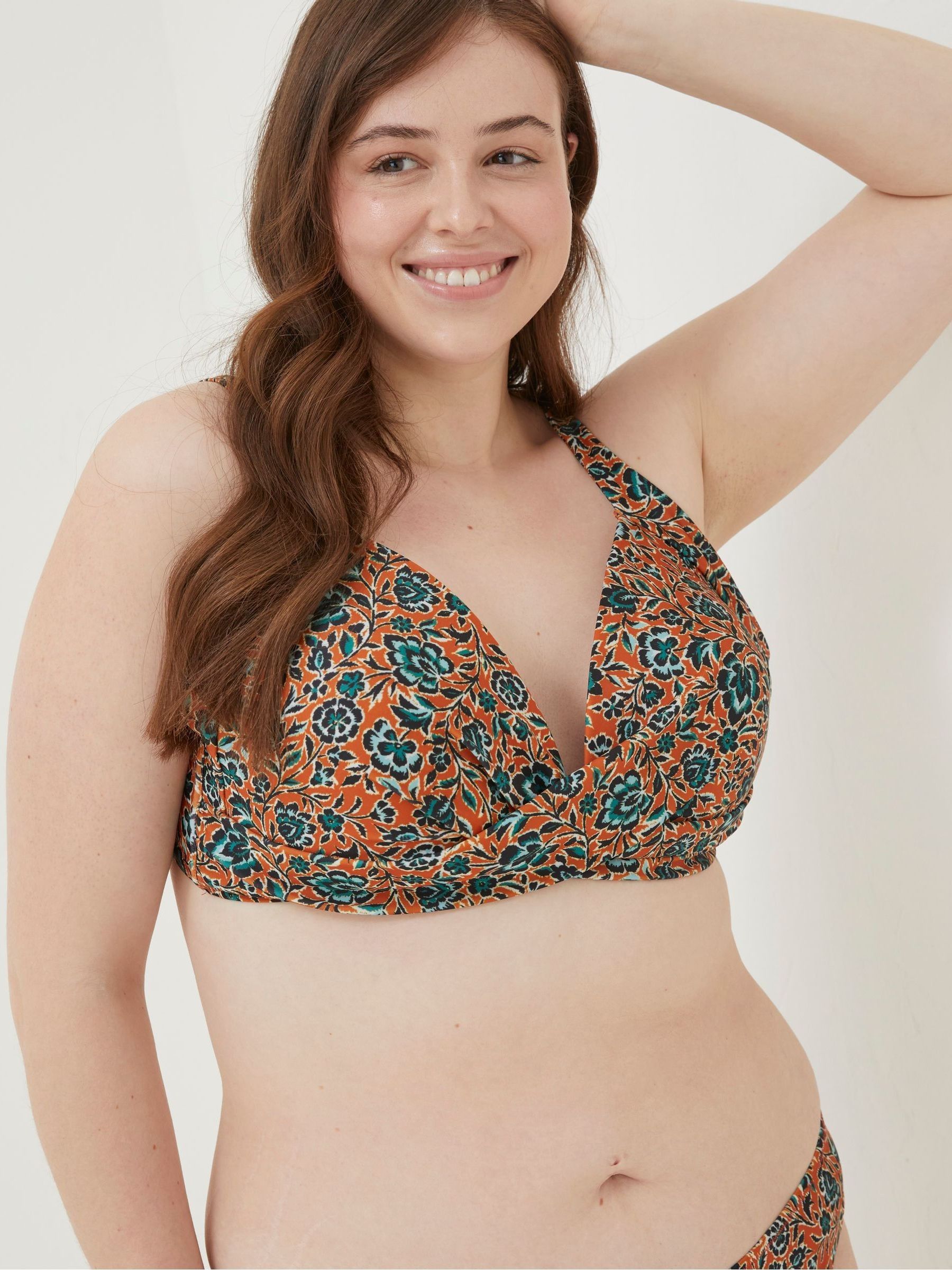 Orange Sketched Floral Bikini Top - Image 4 of 6