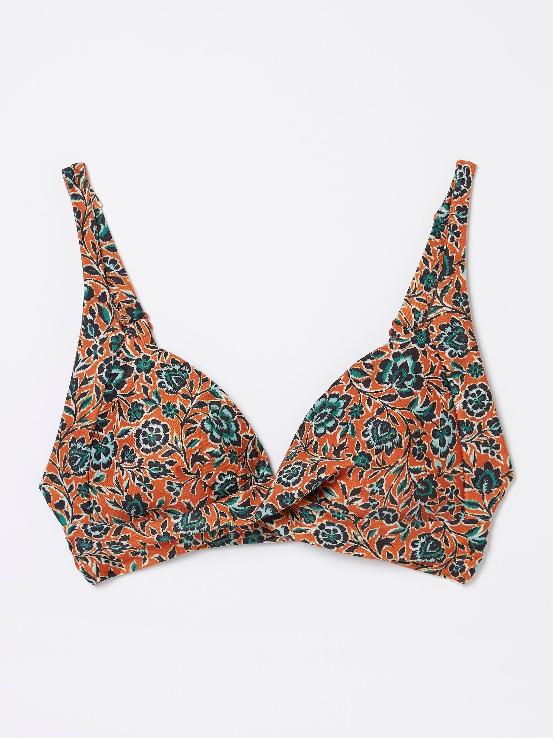 Orange Sketched Floral Bikini Top - Image 6 of 6