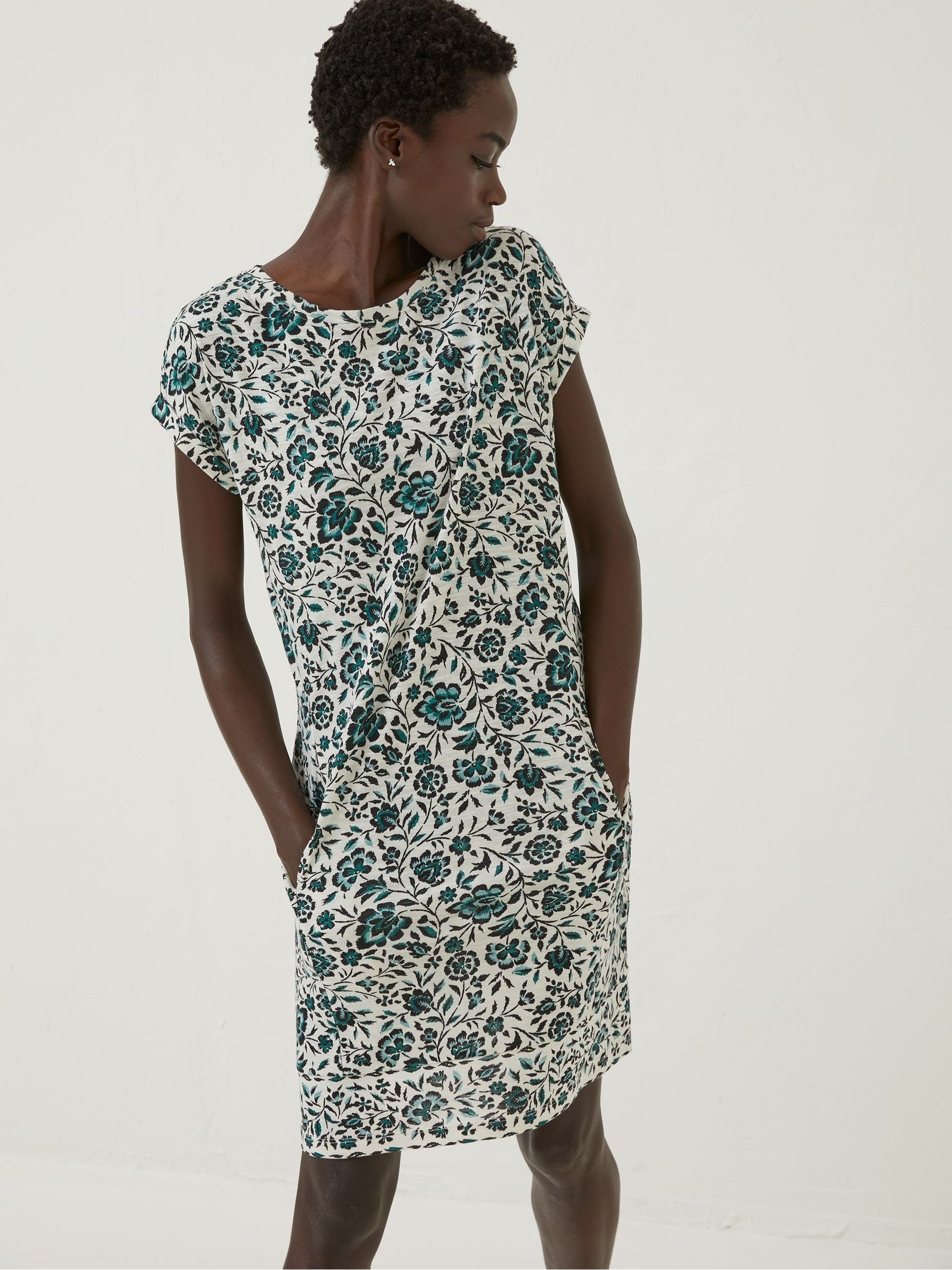 Natural Iris Sketched Jersey Dress | FatFace
