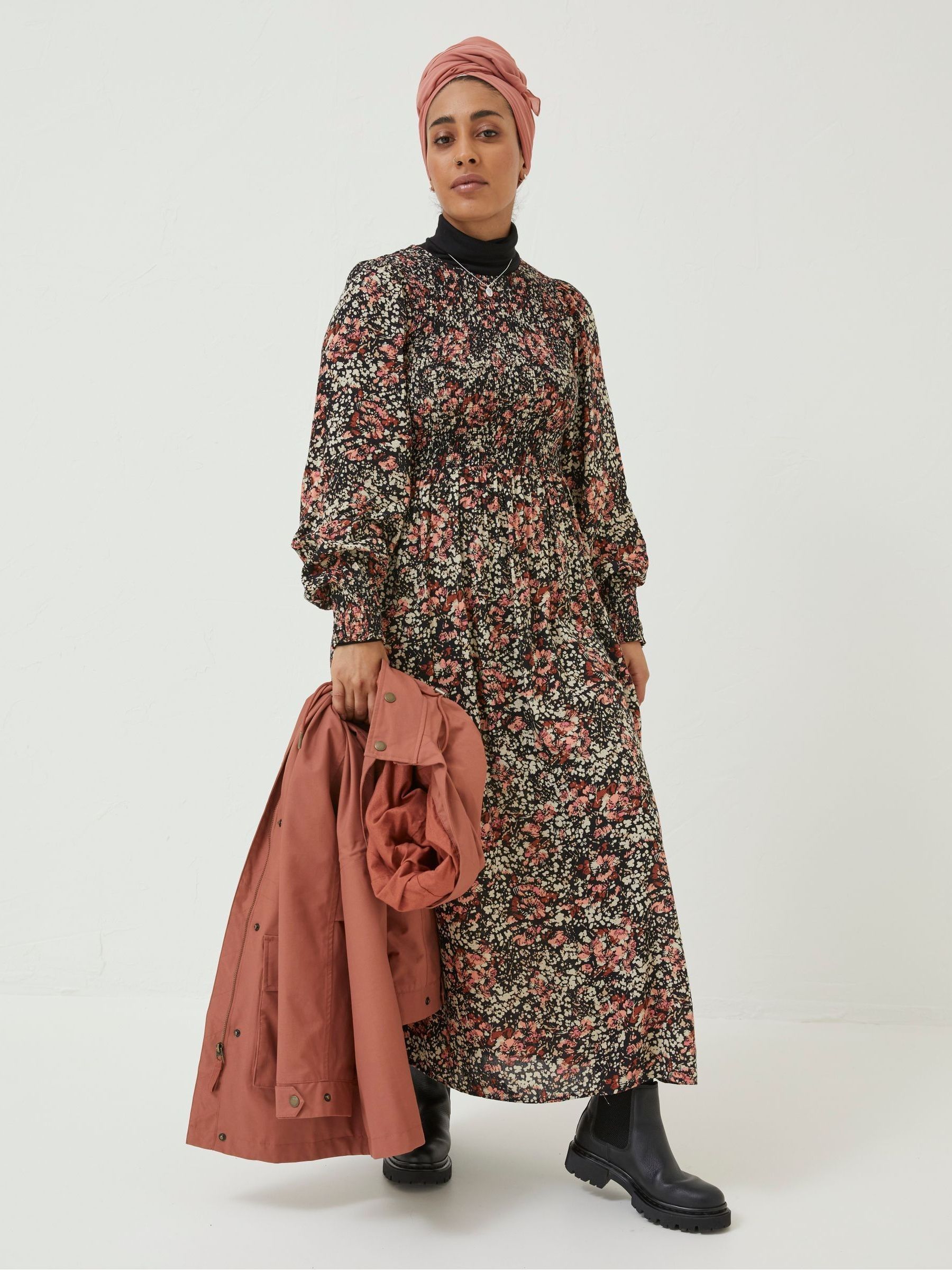 Black Fern Blush Floral Midi Dress - Image 1 of 6
