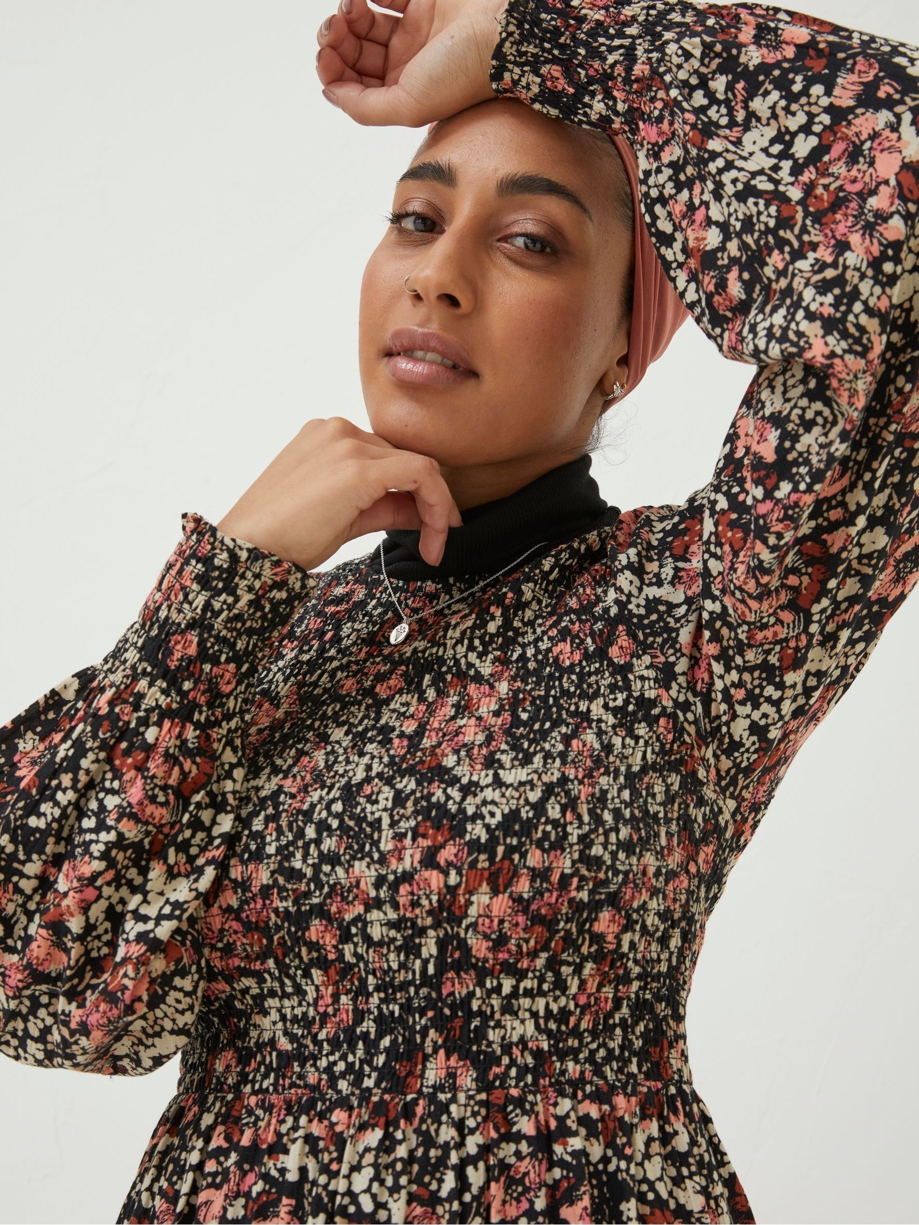 Black Fern Blush Floral Midi Dress - Image 4 of 6
