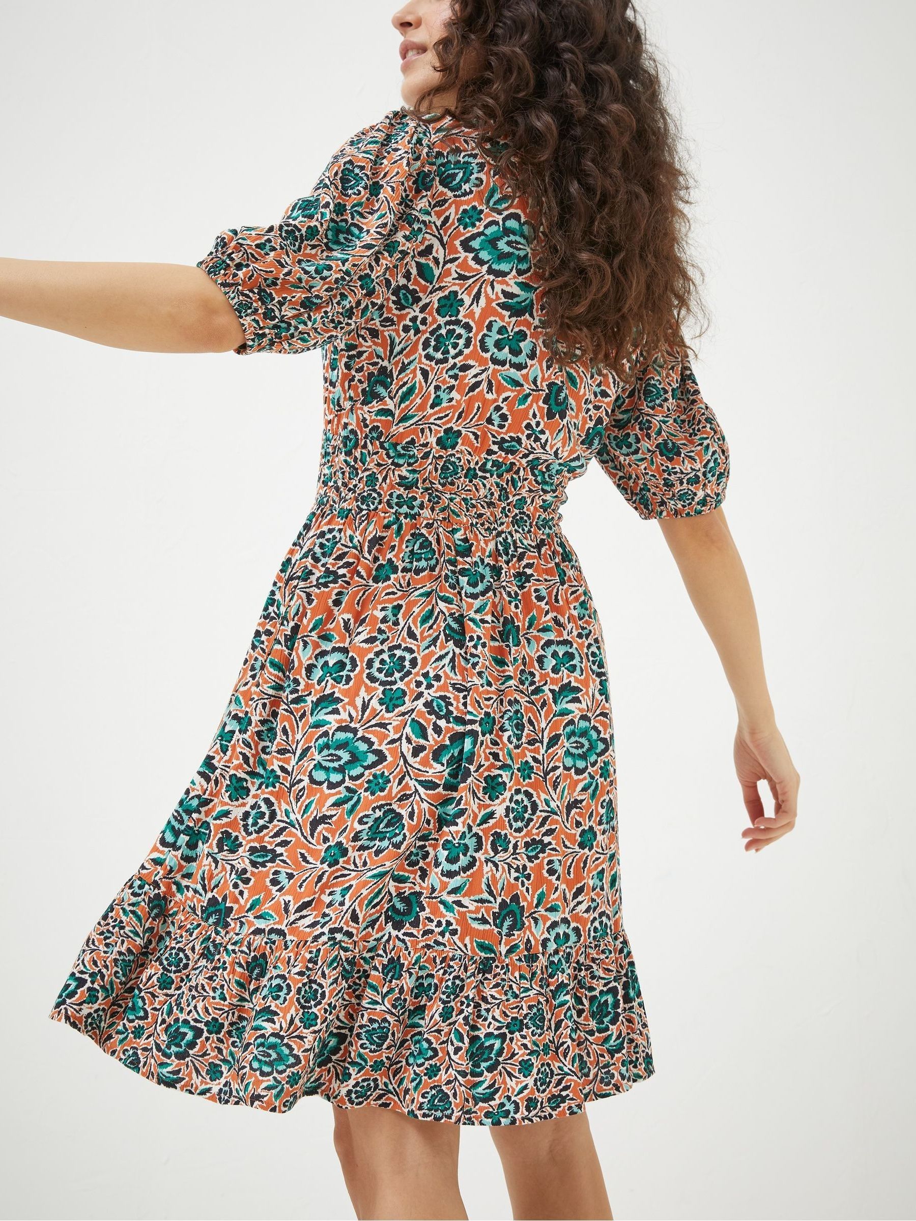 Orange Lottie Sketched Floral Dress - Image 2 of 5