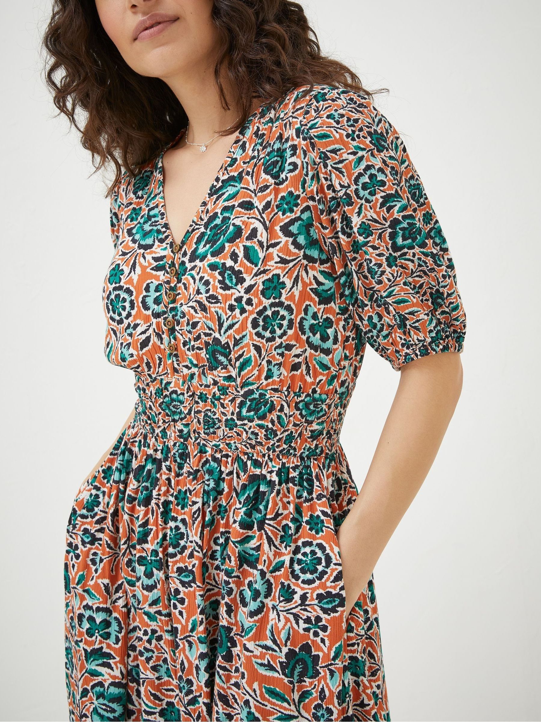 Orange Lottie Sketched Floral Dress - Image 4 of 5