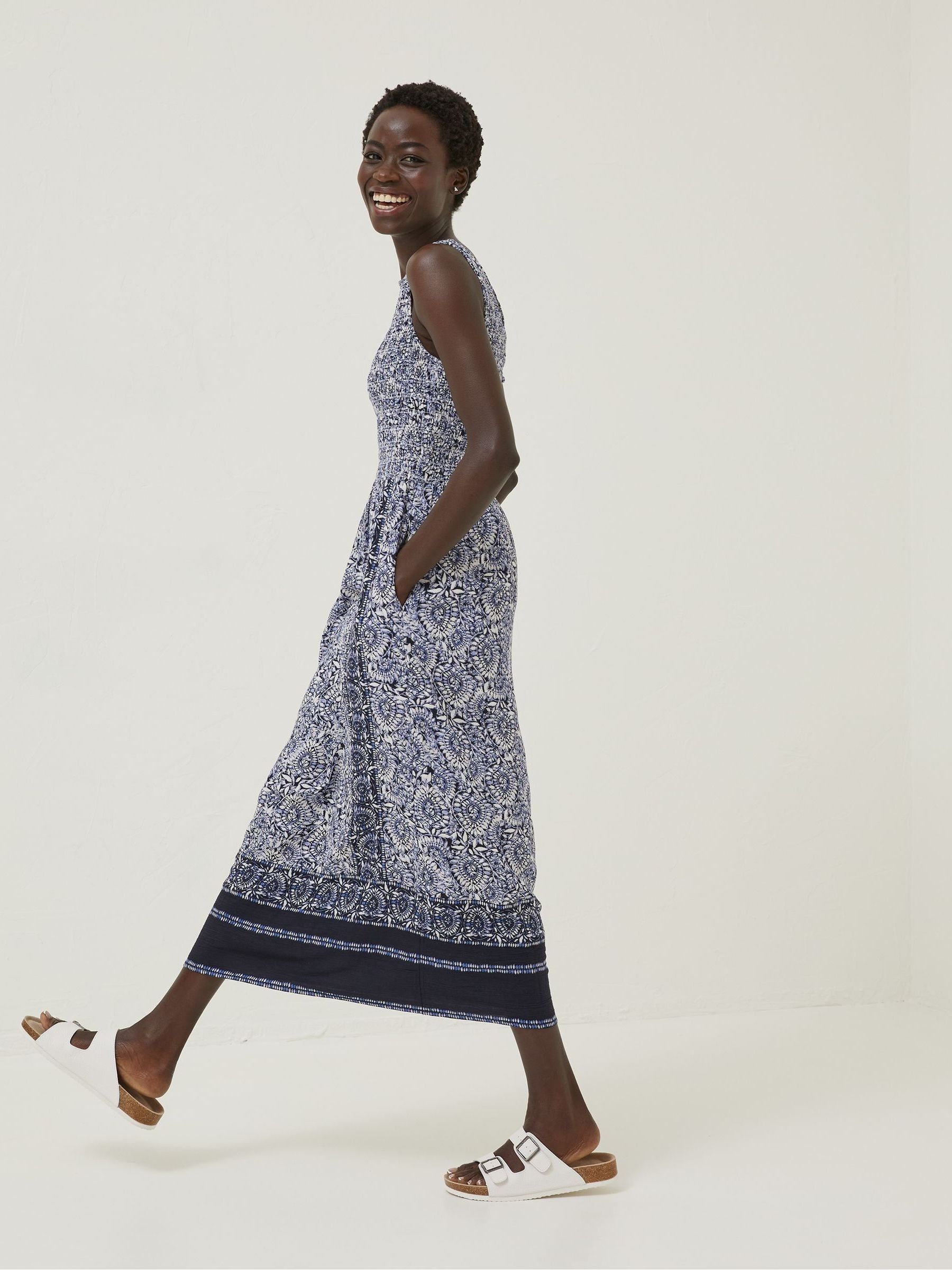 Blue Anna Batik Midi Dress - Image 3 of 6