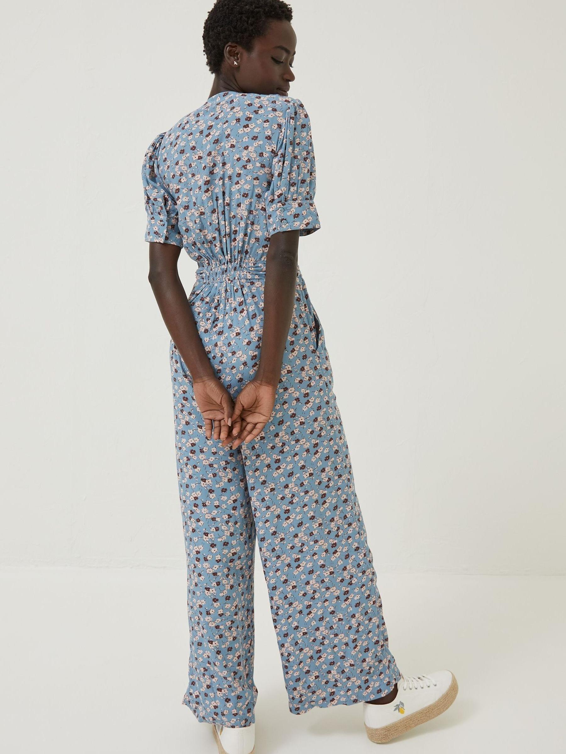 Blue Lena Tonal Floral Jumpsuit - Image 2 of 5