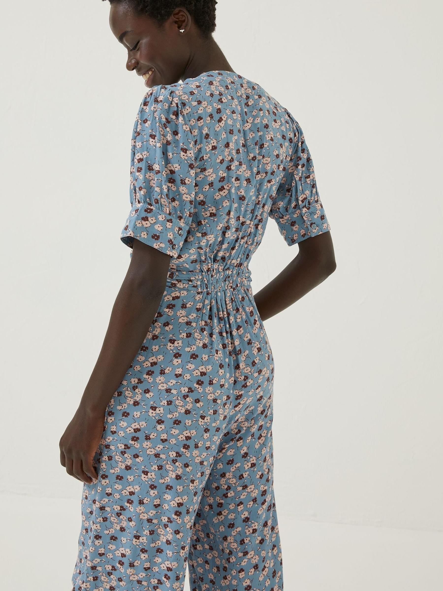 Blue Lena Tonal Floral Jumpsuit - Image 4 of 5