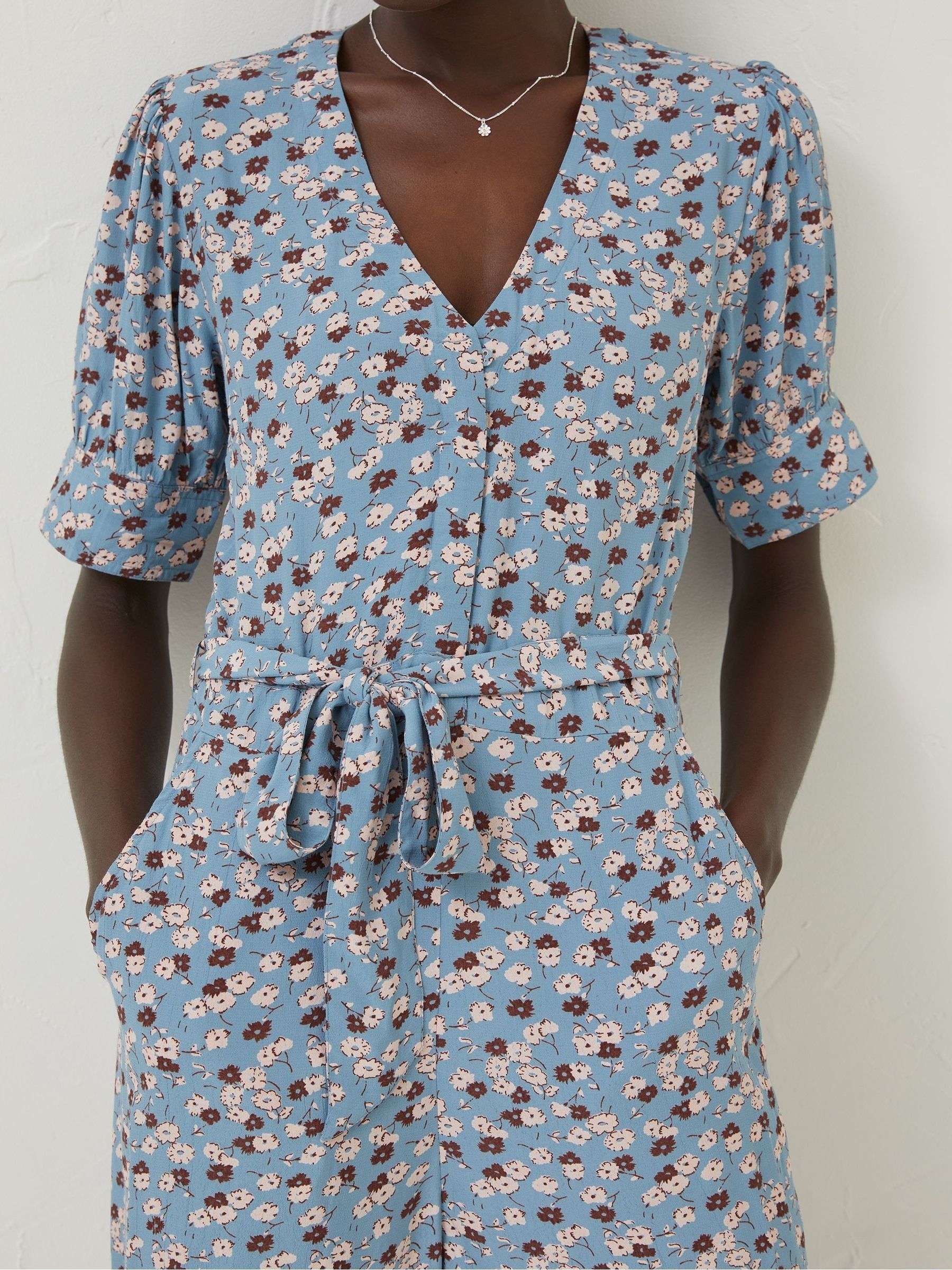 Blue Lena Tonal Floral Jumpsuit - Image 4 of 4