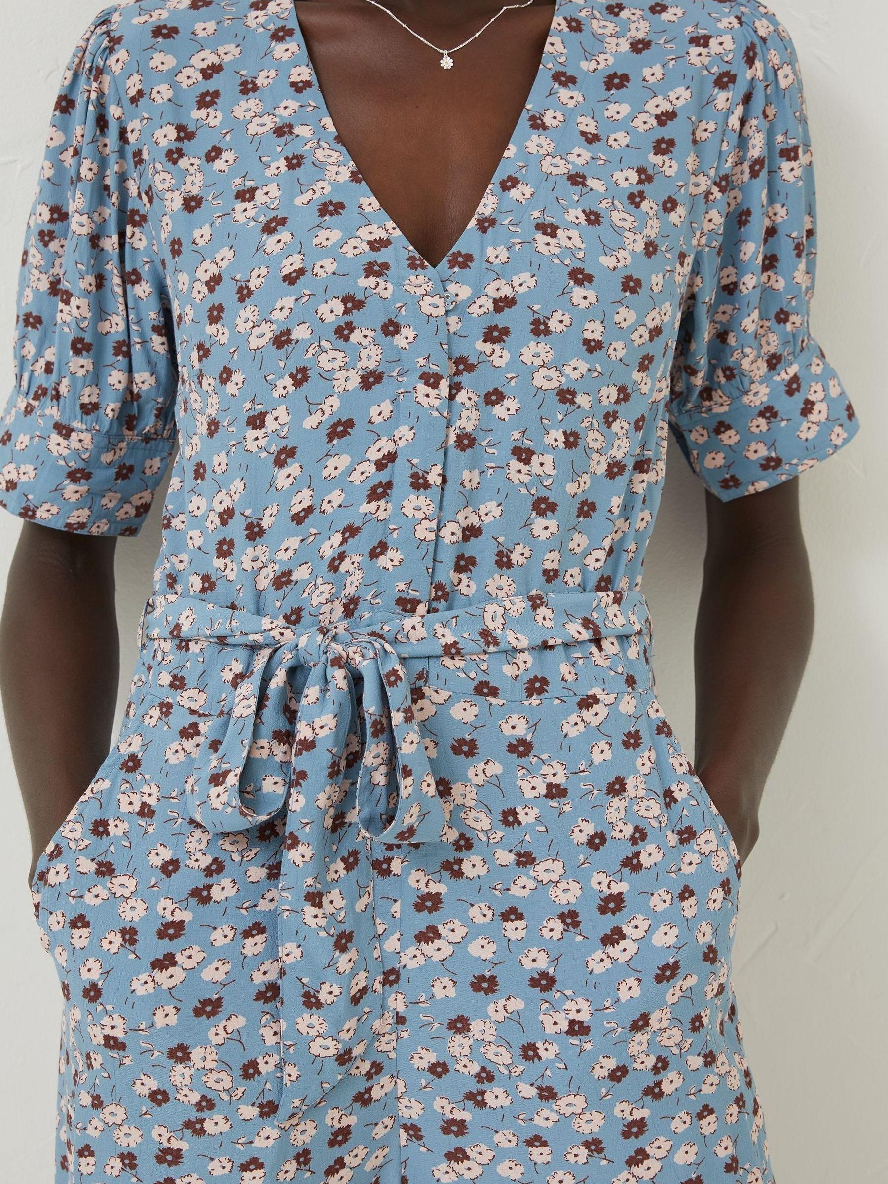 Blue Lena Tonal Floral Jumpsuit - Image 5 of 5