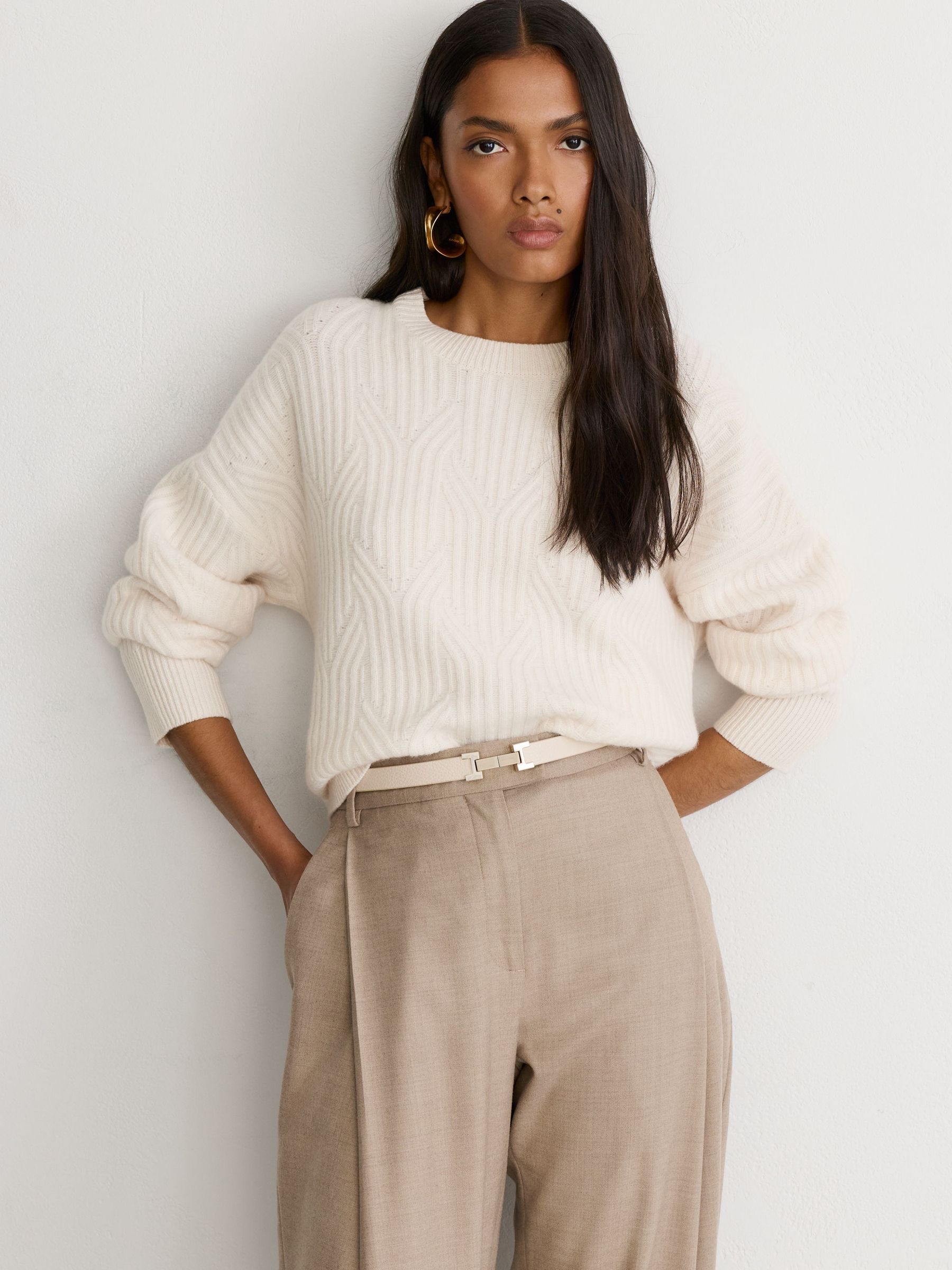 Reiss animal print belt Reiss Leather Snake-Effect Belt in Brown Snake-Effect - REISS main image 3