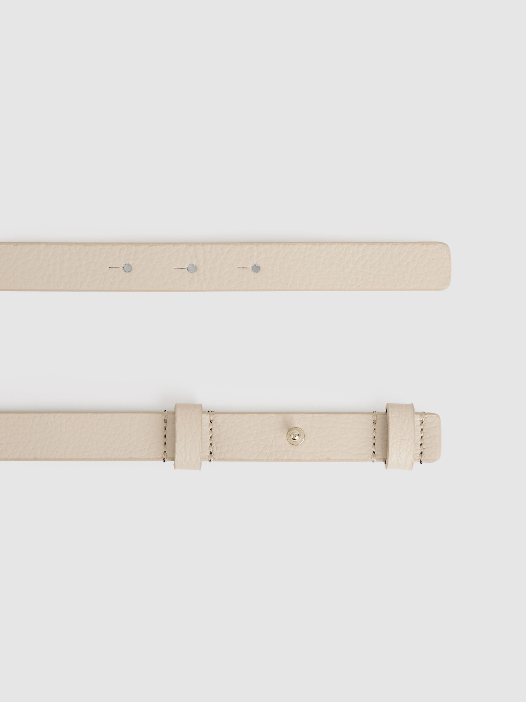 Leather Square Hinge Belt in Stone - Image 3 of 4