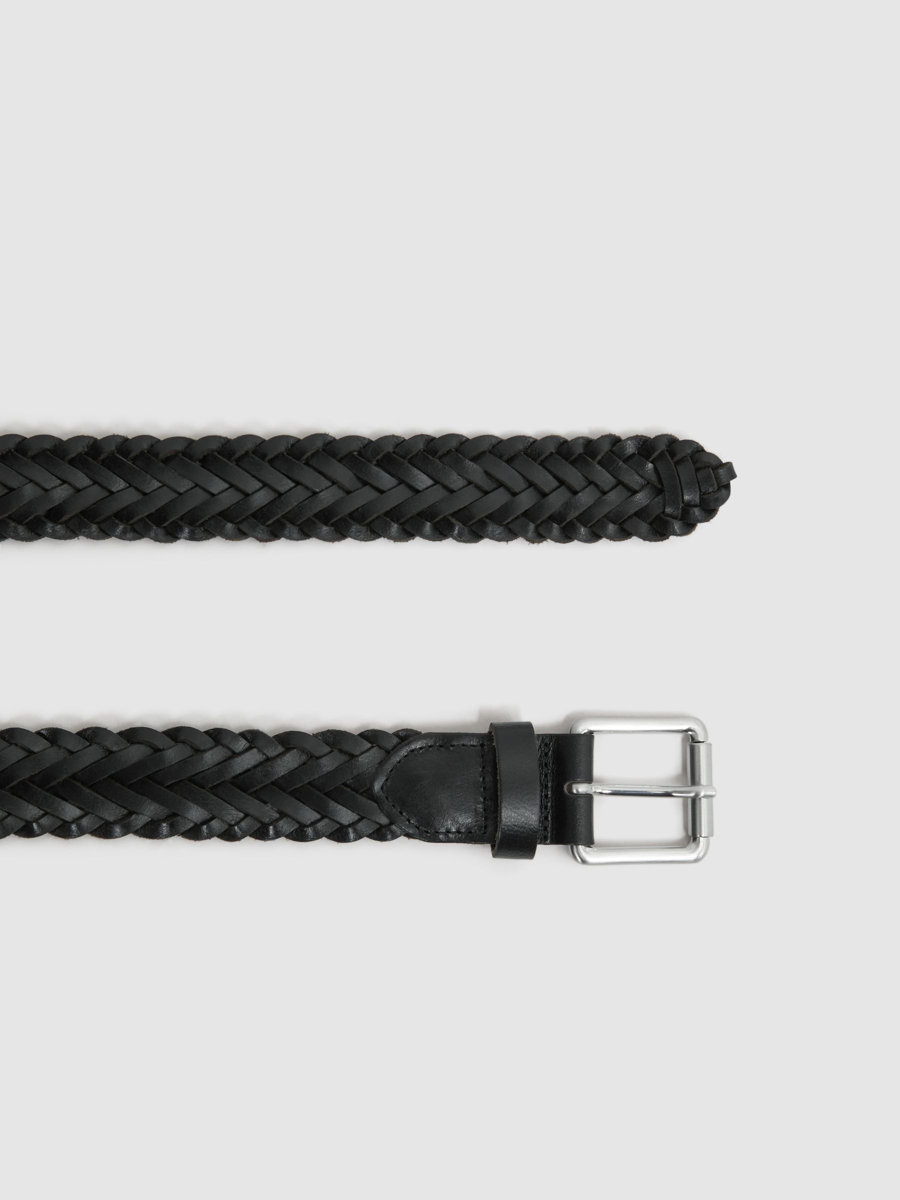 Woven Leather Belt in Black - Image 3 of 4