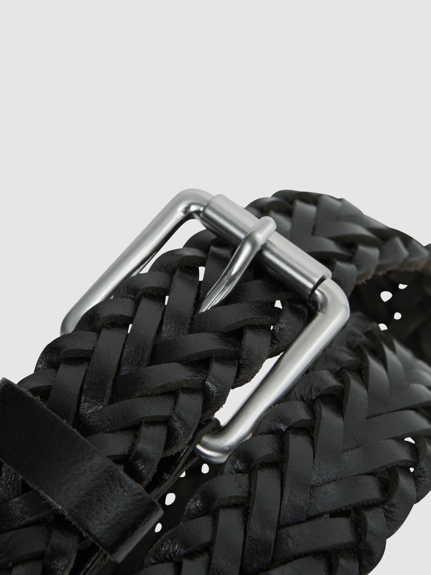 Woven Leather Belt in Black - Image 4 of 4