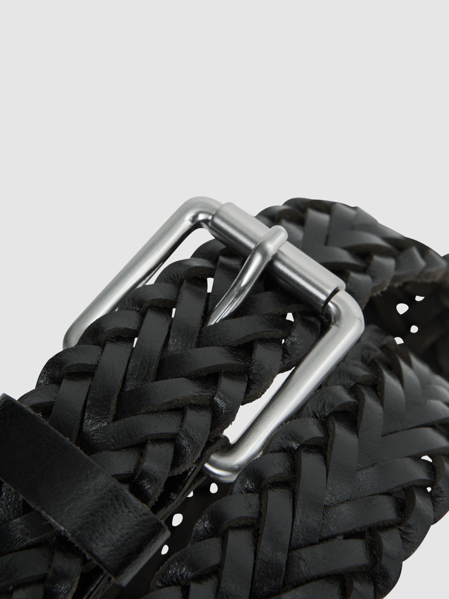 Woven Leather Belt in Black - Image 5 of 10