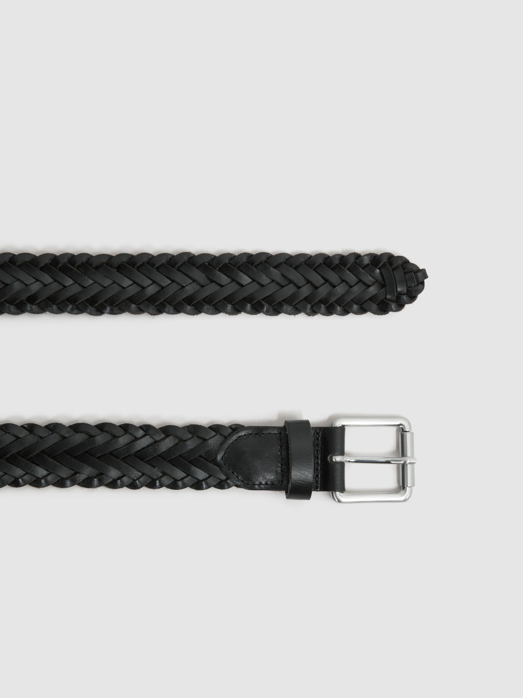 Woven Leather Belt in Black - Image 6 of 10