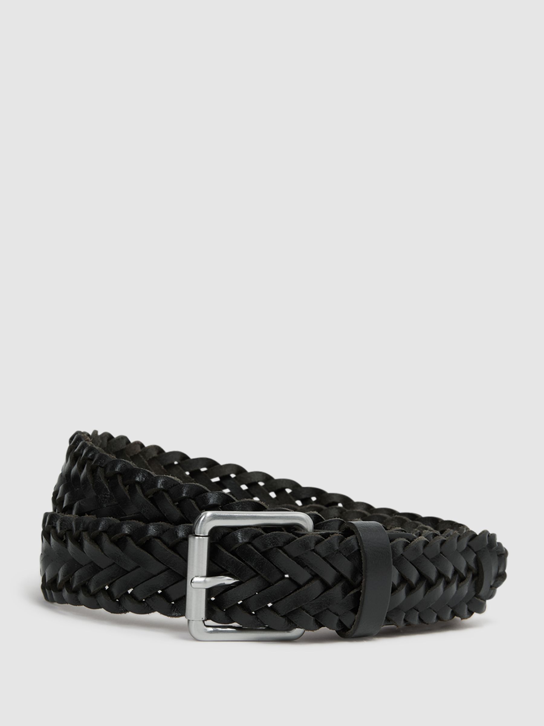 Woven Leather Belt in Black - Image 7 of 10
