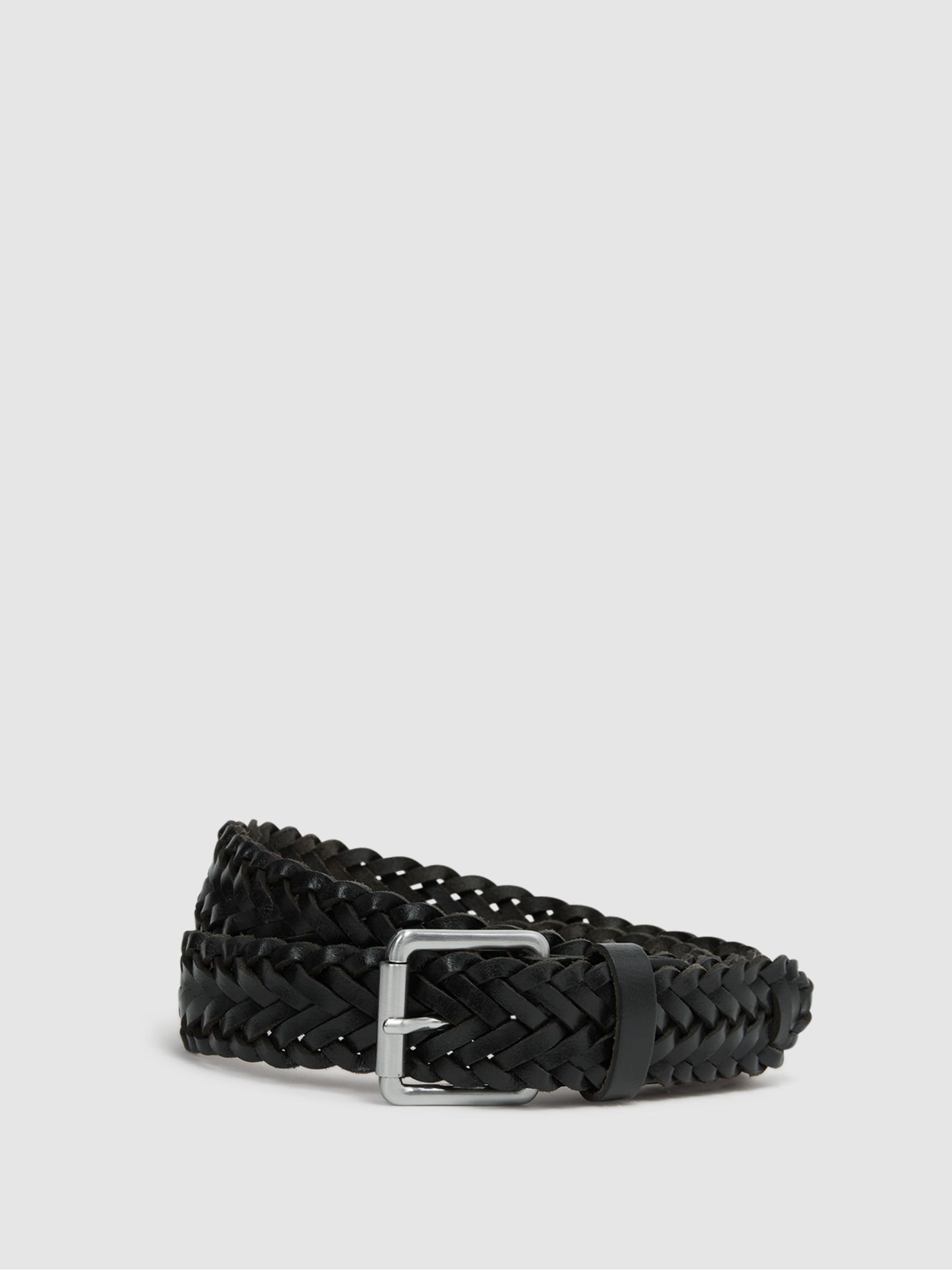 Woven Leather Belt in Black - Image 9 of 10