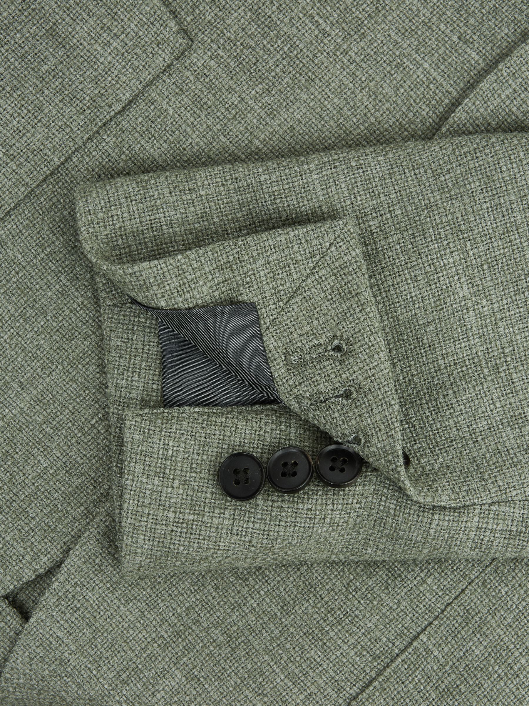 Slim Fit Textured Wool Blend Blazer in Sage - Image 8 of 9