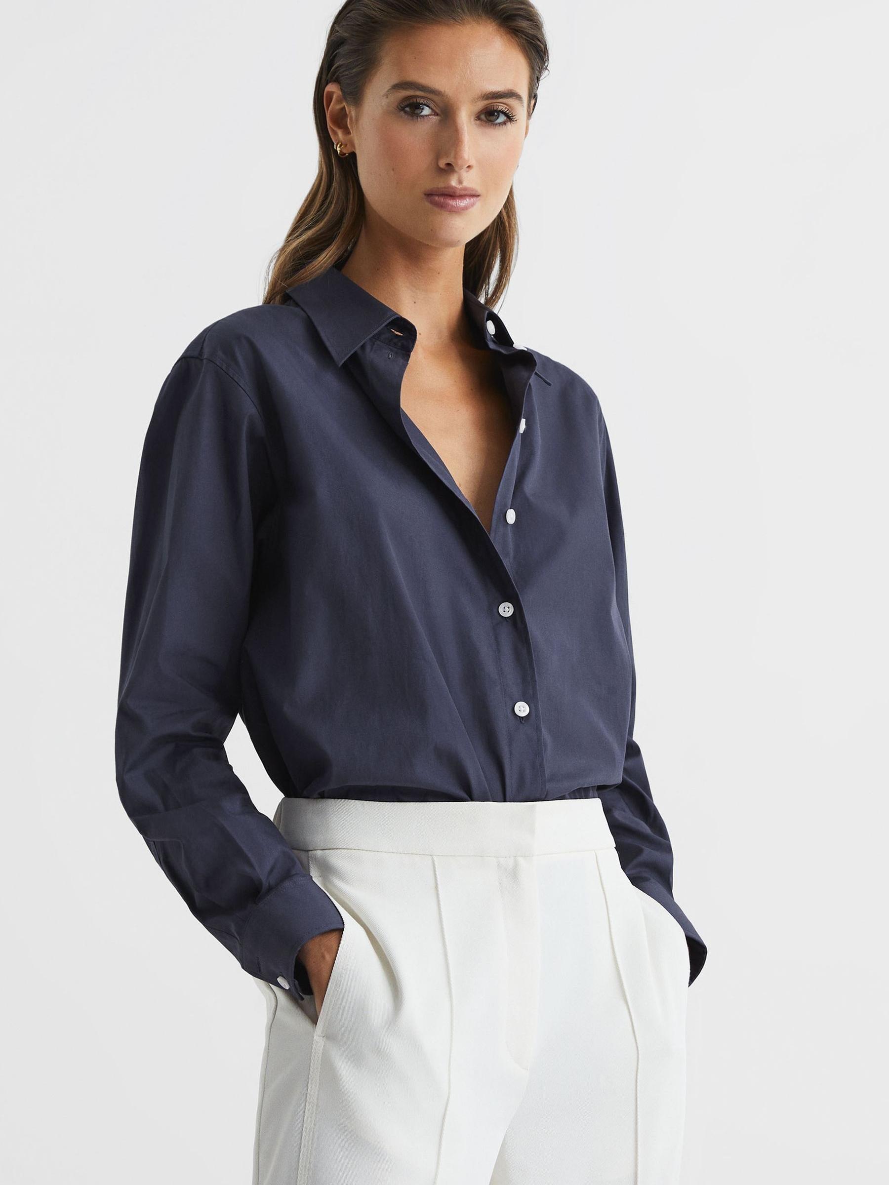 Cotton Shirt in Navy - Image 1 of 6