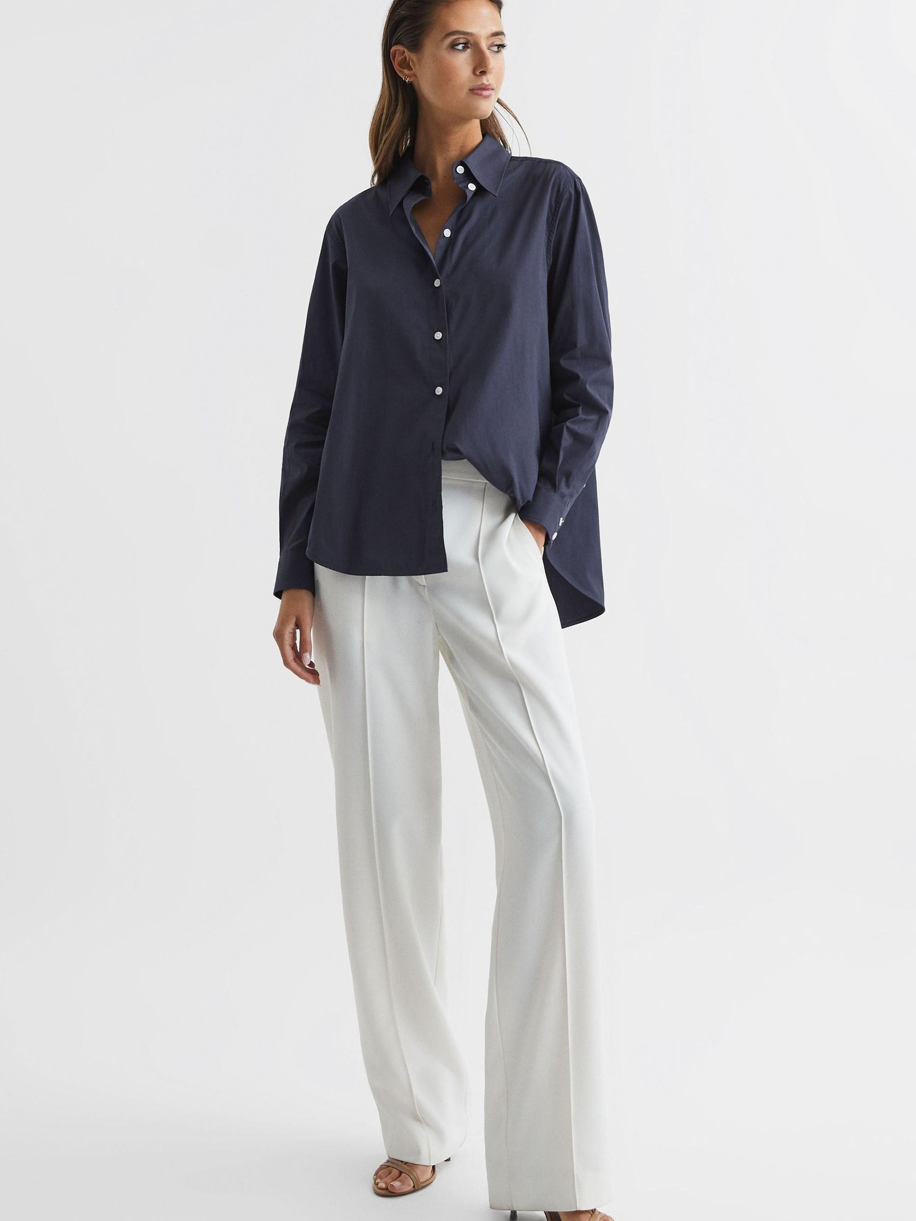 Cotton Shirt in Navy - Image 3 of 6