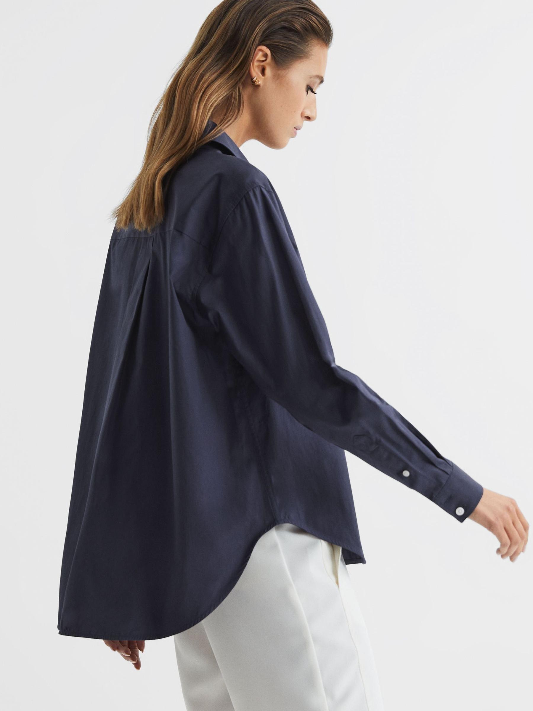 Cotton Shirt in Navy - Image 4 of 6