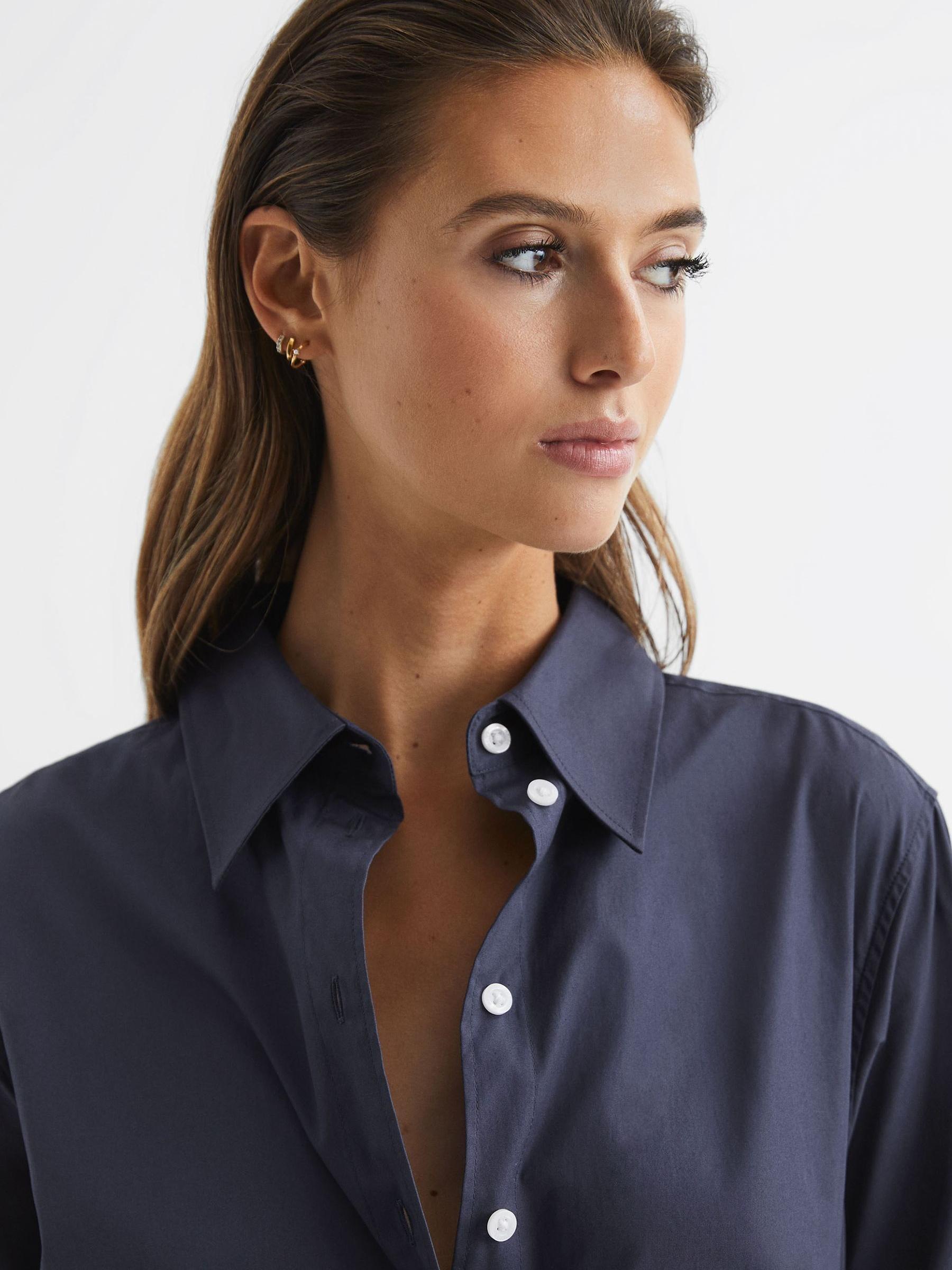 Cotton Shirt in Navy - Image 6 of 6