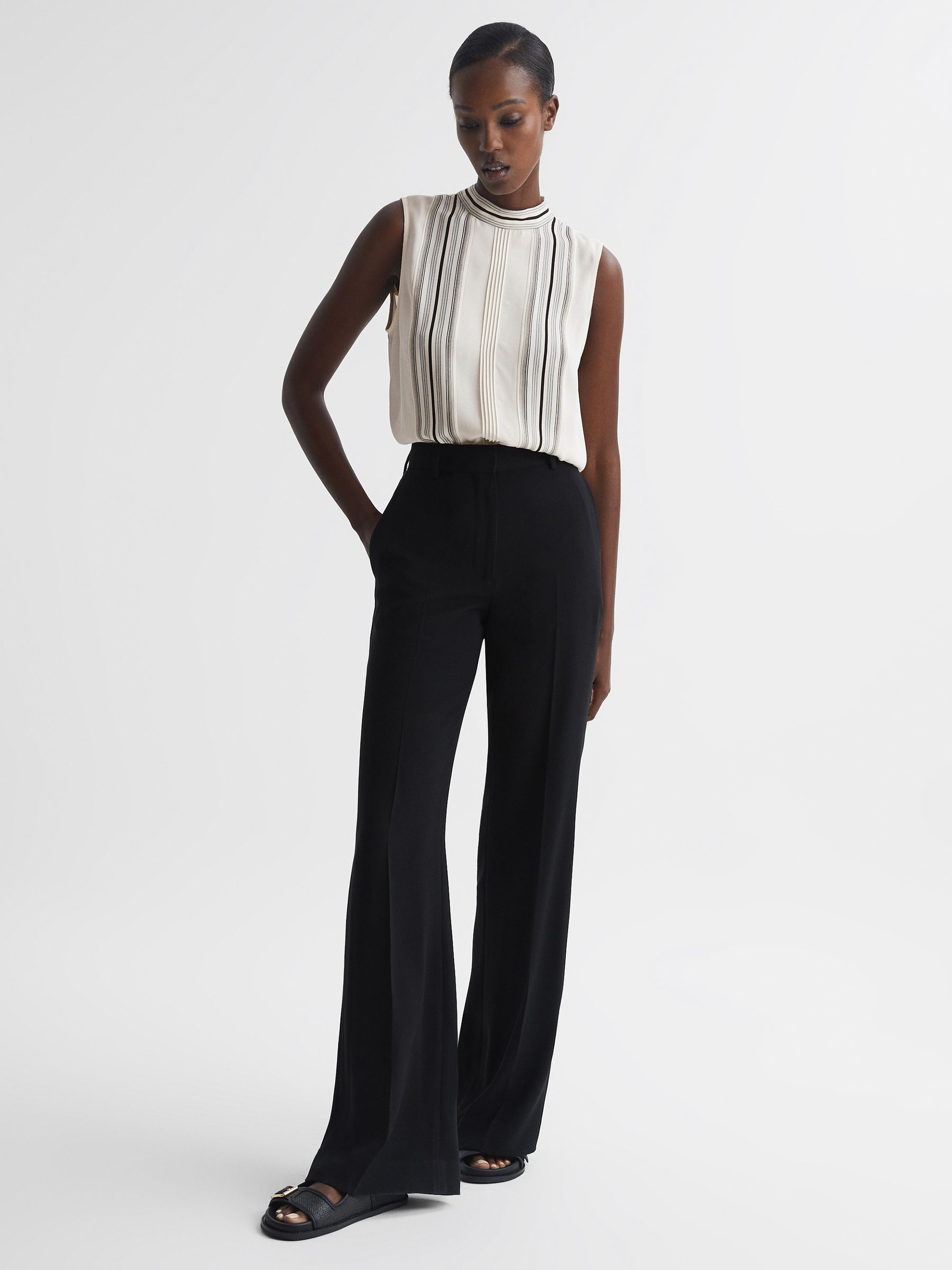 Sheer Striped Blouse in Ivory - Image 3 of 5