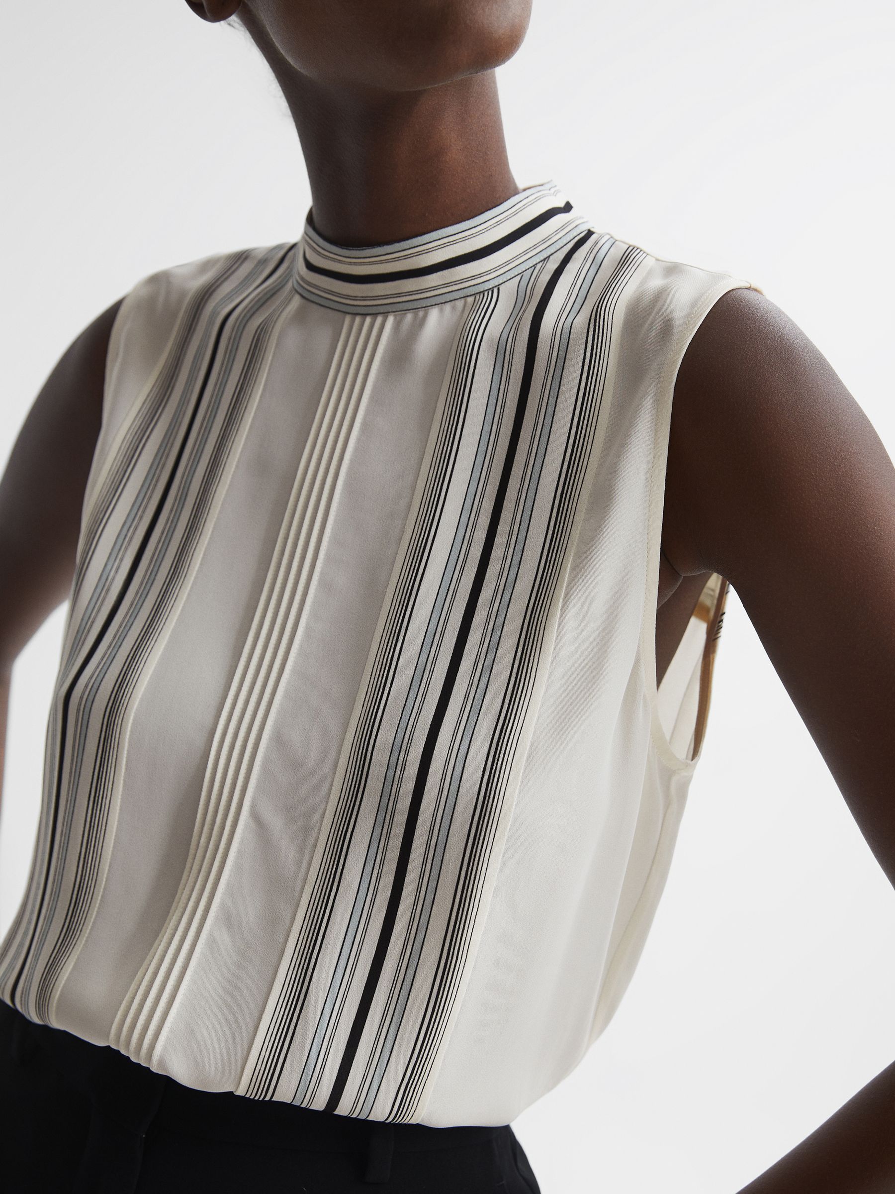Sheer Striped Blouse in Ivory - Image 4 of 5
