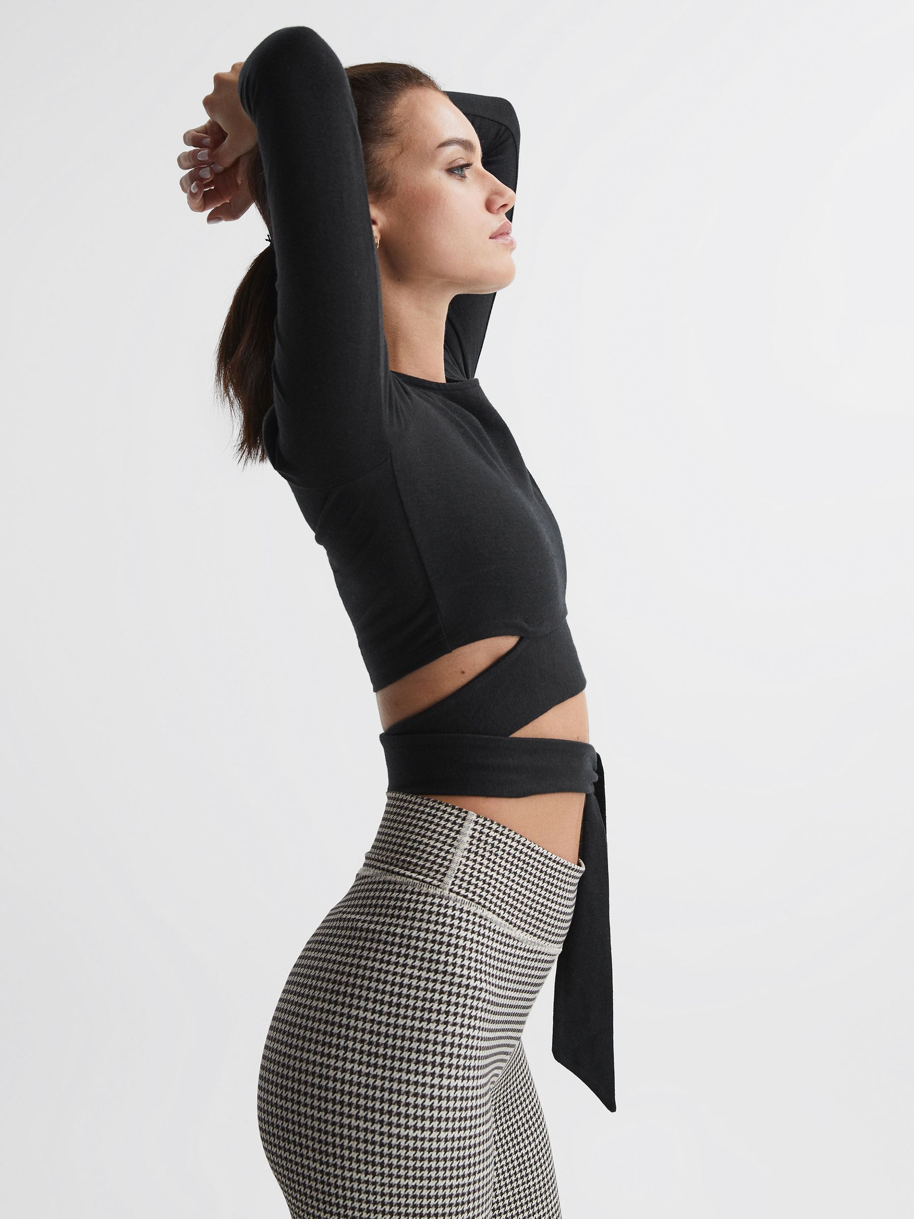 The Upside Tie Detail Top in Black - Image 3 of 7