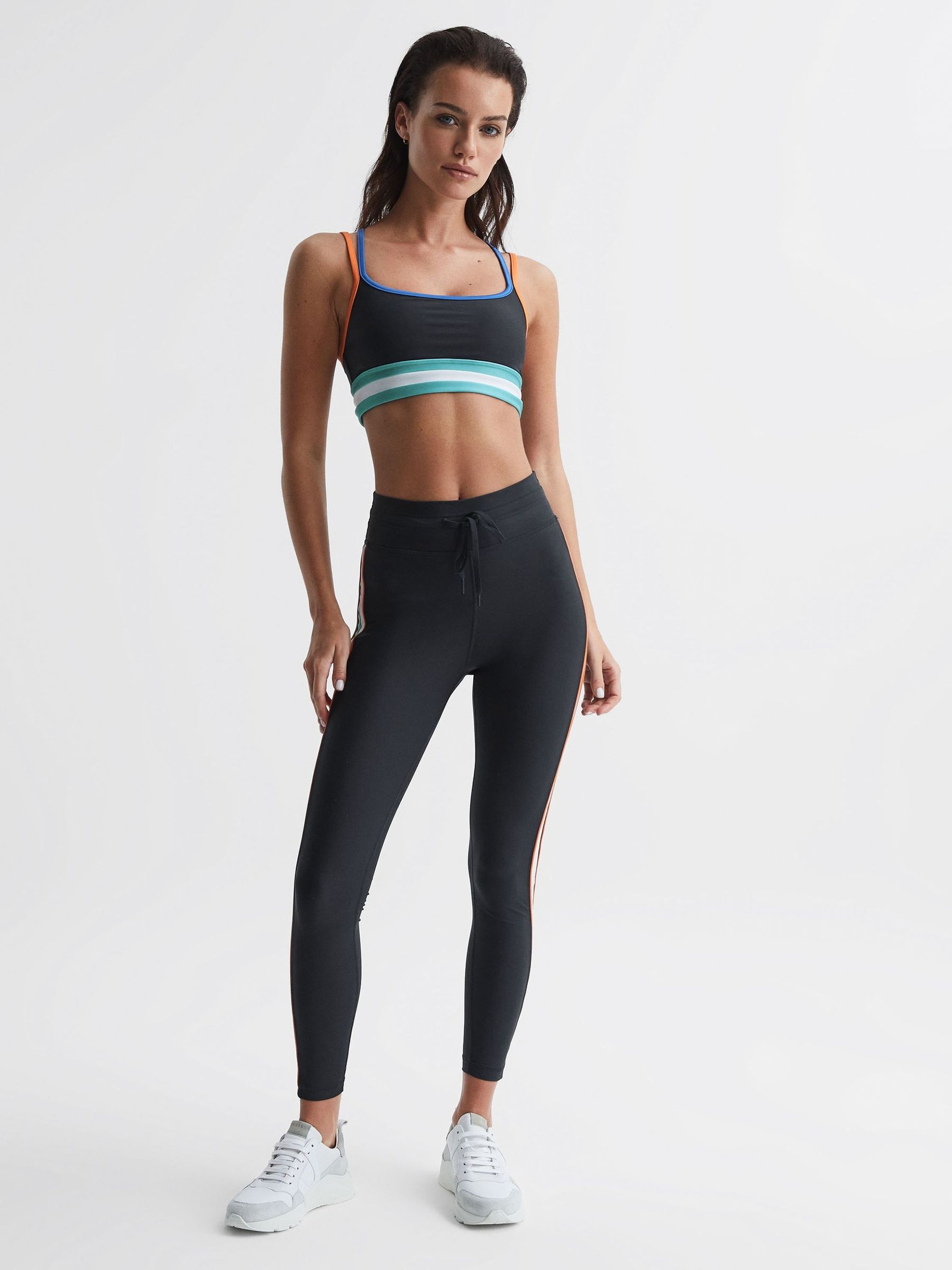 The Upside Side Stripe Drawstring Leggings in Navy - Image 1 of 6