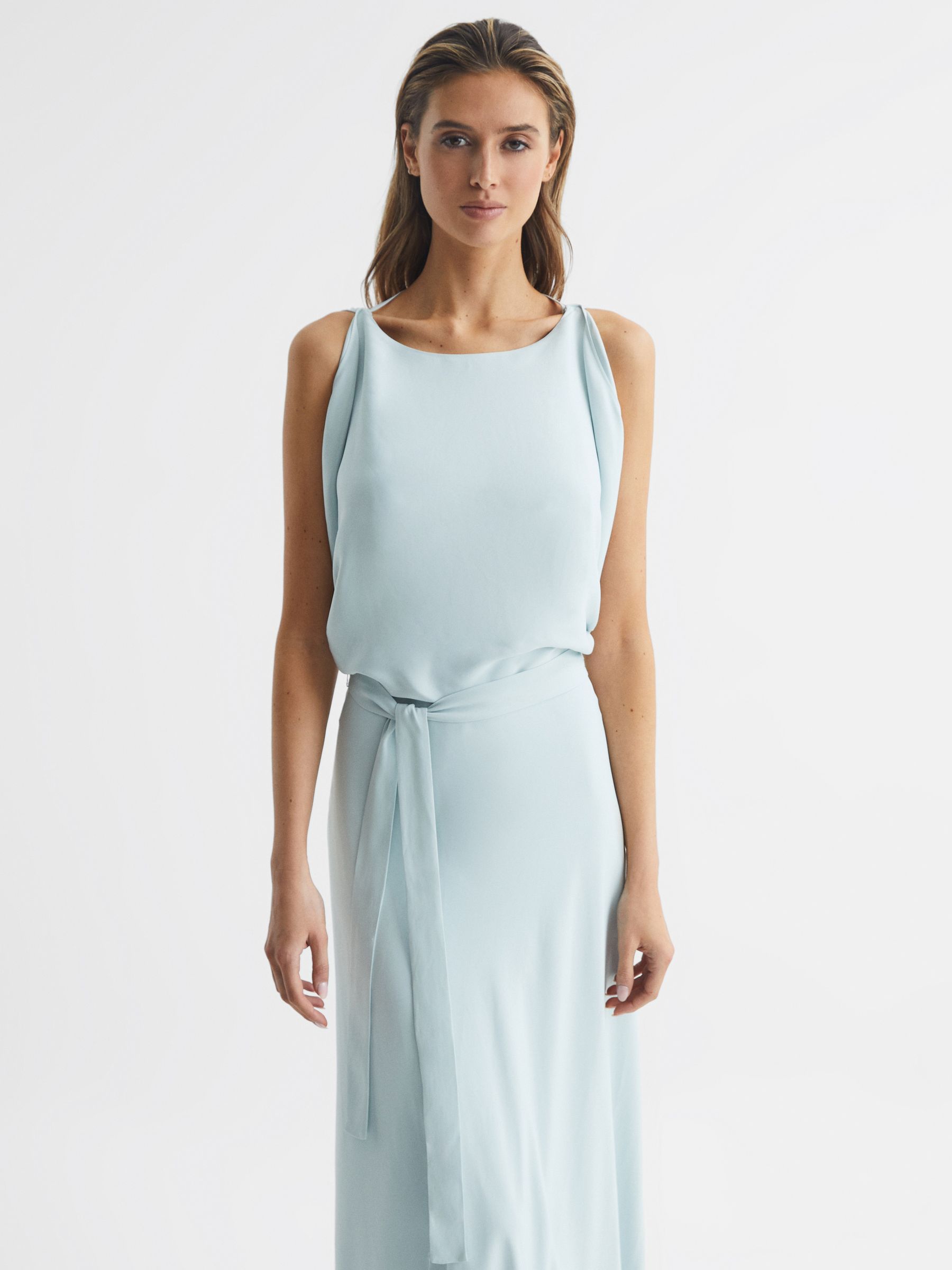 Cowl Neck Bridesmaid Maxi Dress in Green - Image 3 of 6