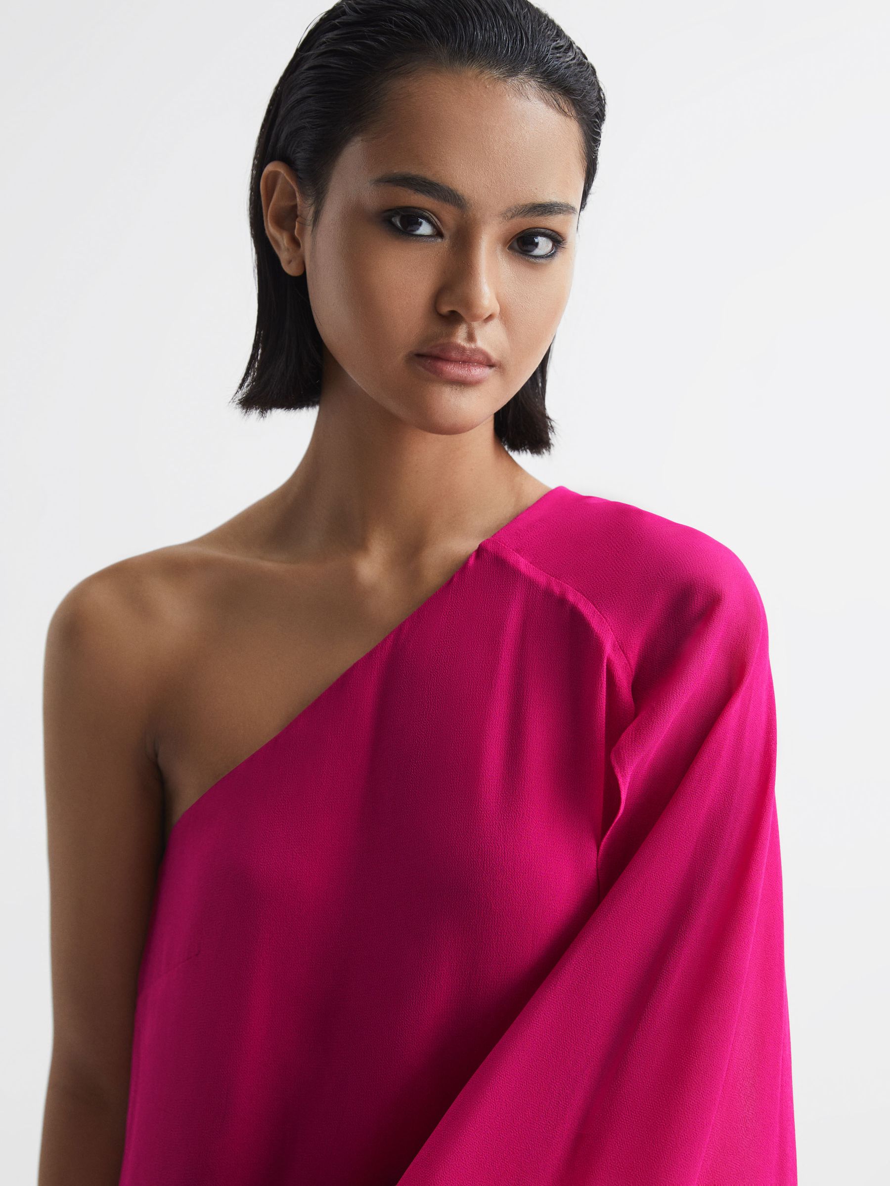 Sheer Cape Sleeve Mini Dress in Pink - Image 4 of 6