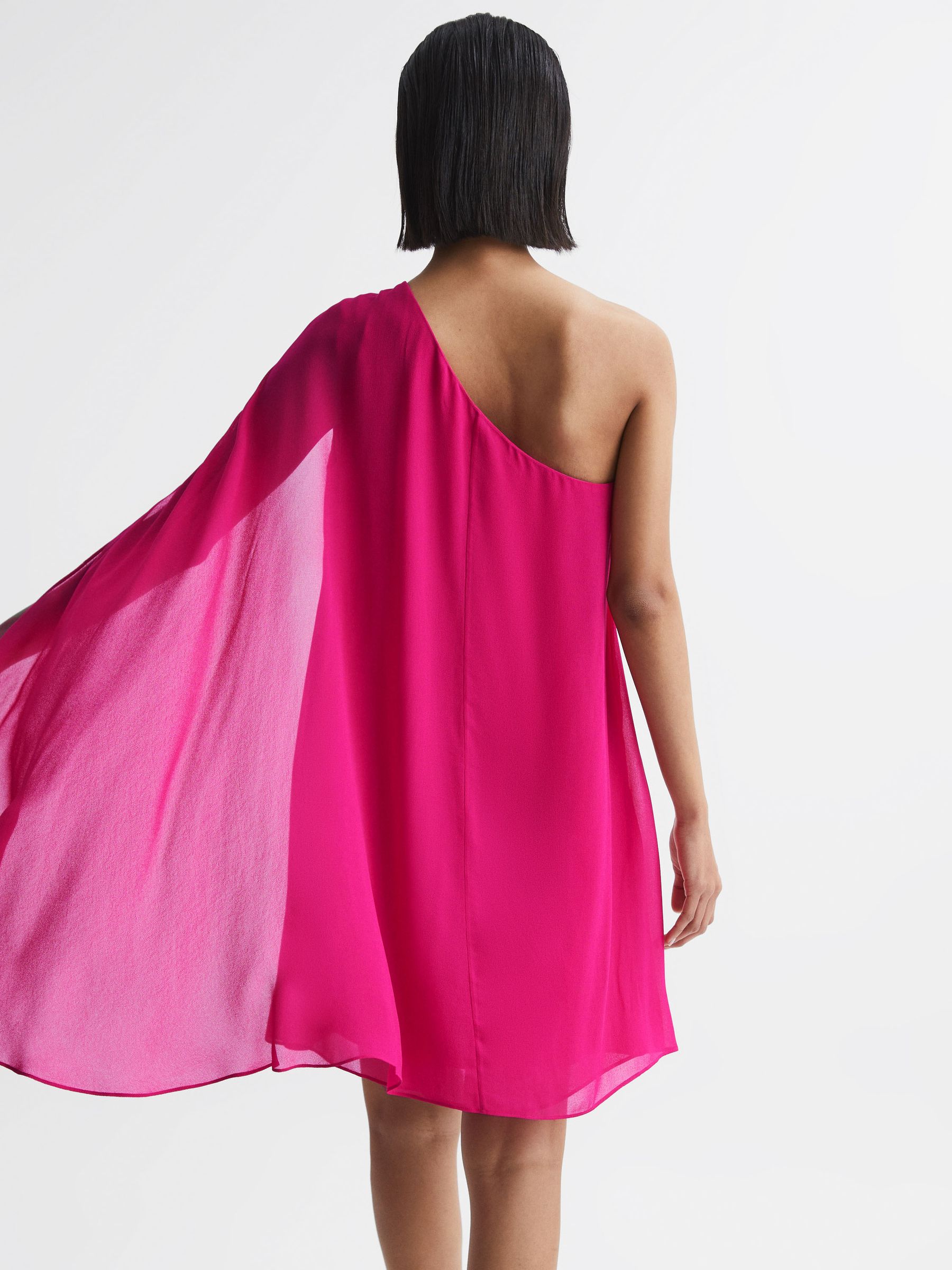 Sheer Cape Sleeve Mini Dress in Pink - Image 5 of 6
