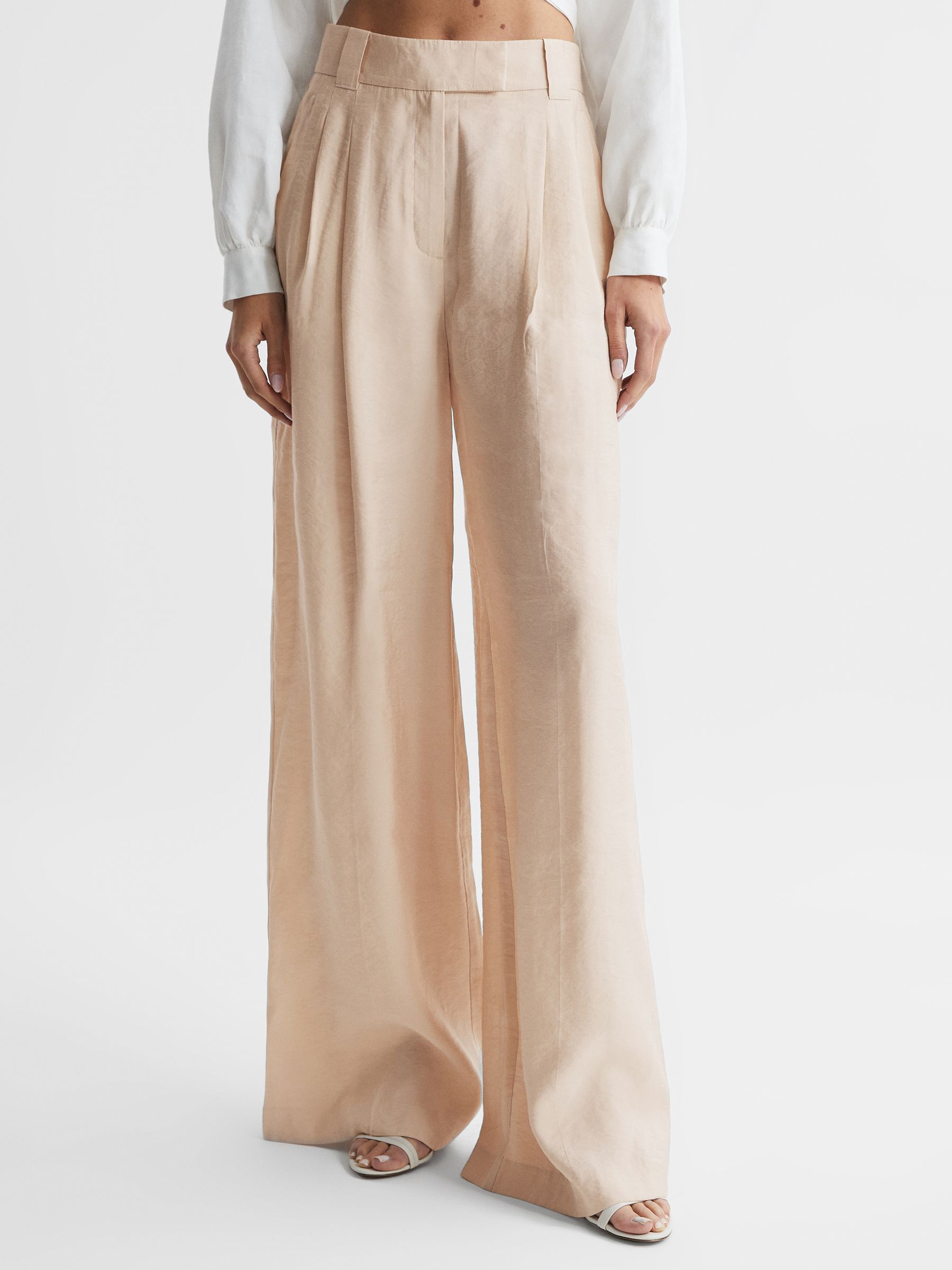 Wide Leg Occasion Trousers in Nude - Image 3 of 7