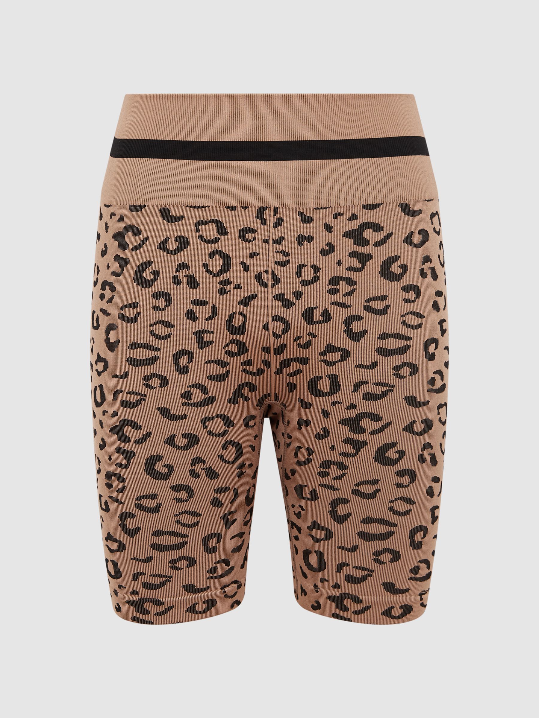 The Upside Leopard Print Spin Shorts in Tan - Image 2 of 5 The Upside Leopard Print Spin Shorts in Tan - Image 2 of 5