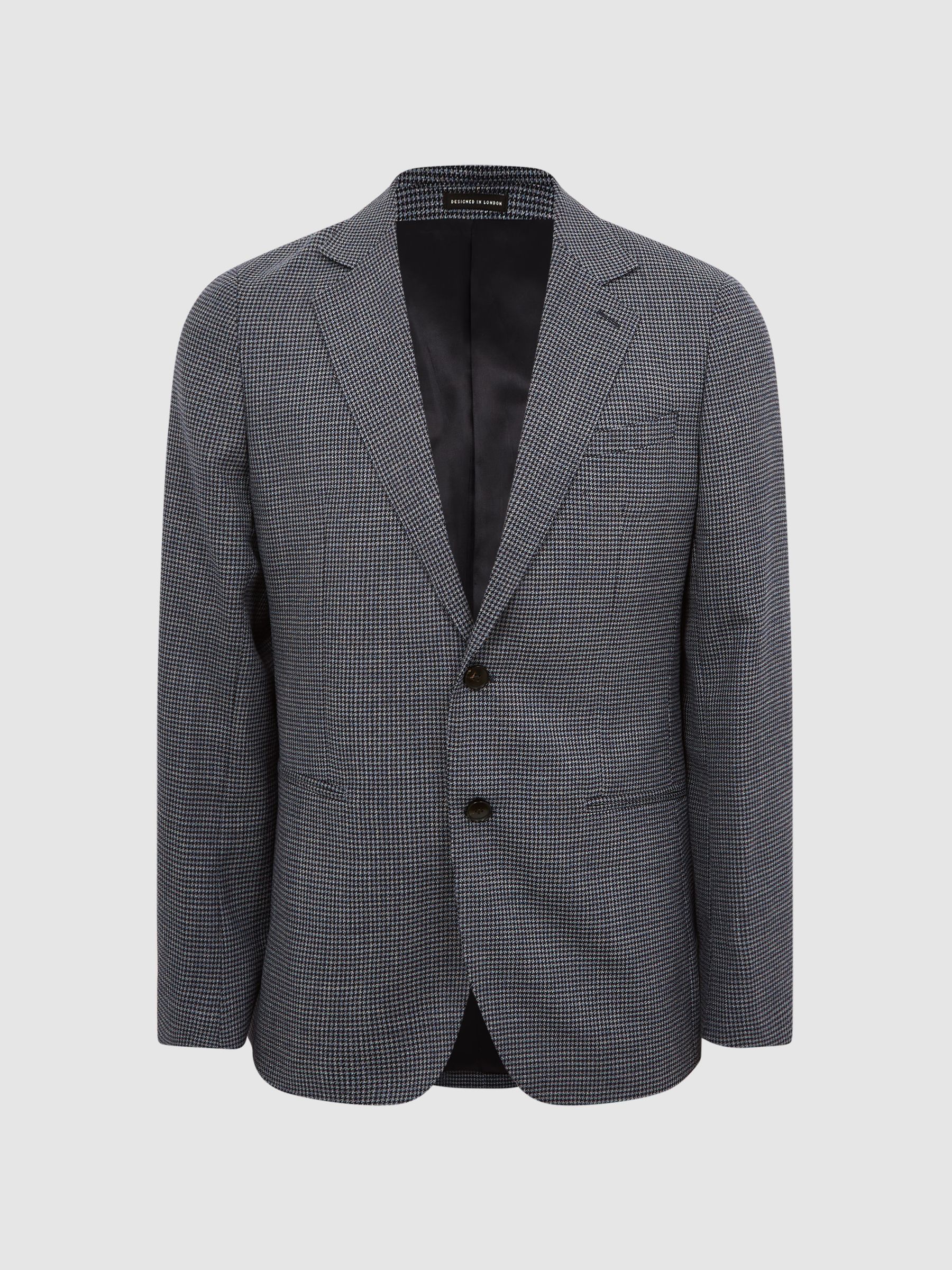 Leadenhall Navy Single Breasted Dogtooth Slim Fit Blazer - Image 2 of 8 Leadenhall Navy Single Breasted Dogtooth Slim Fit Blazer - Image 2 of 8