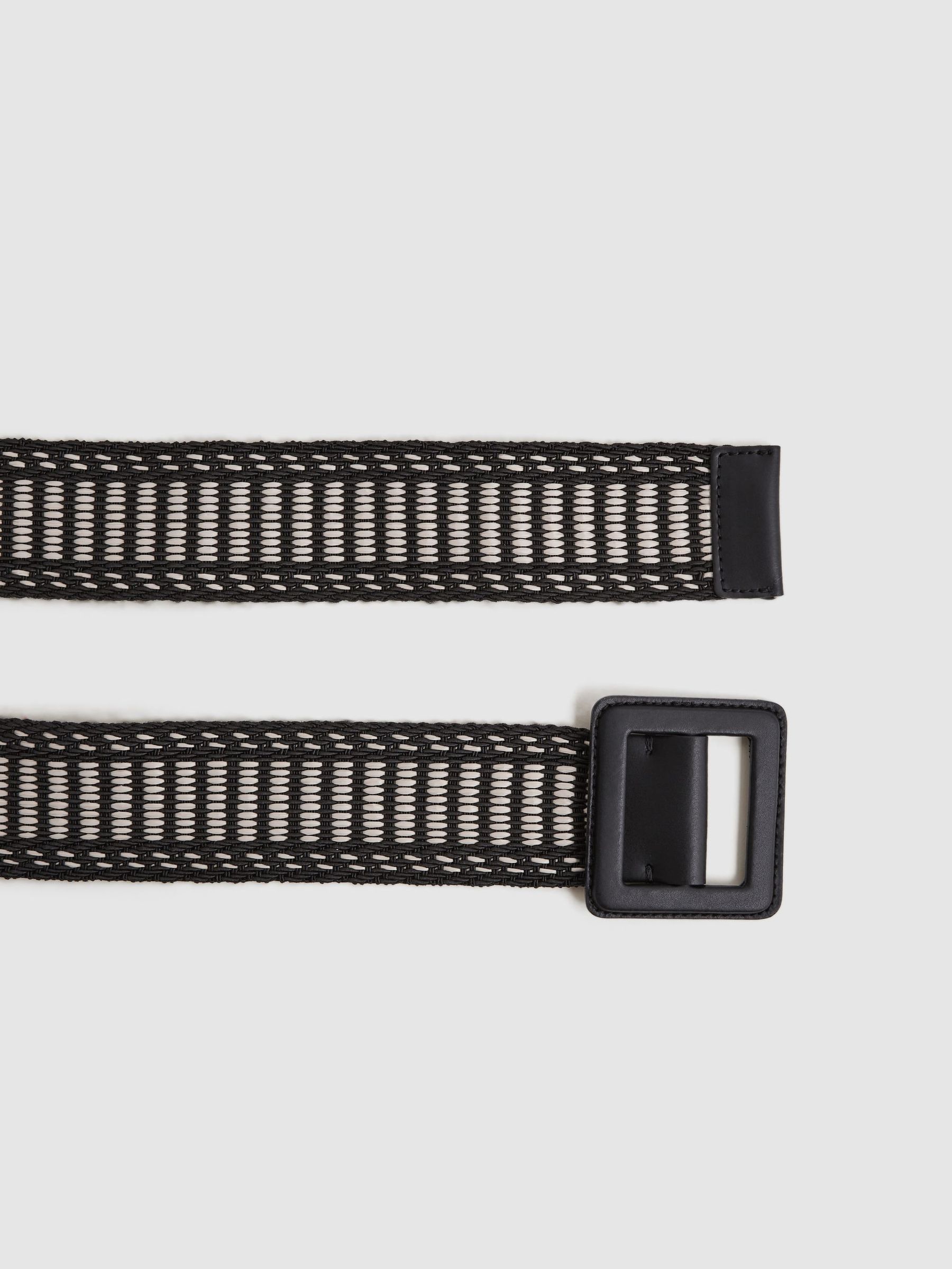 Raffia Buckled Belt in Black/Neutral - Image 3 of 4