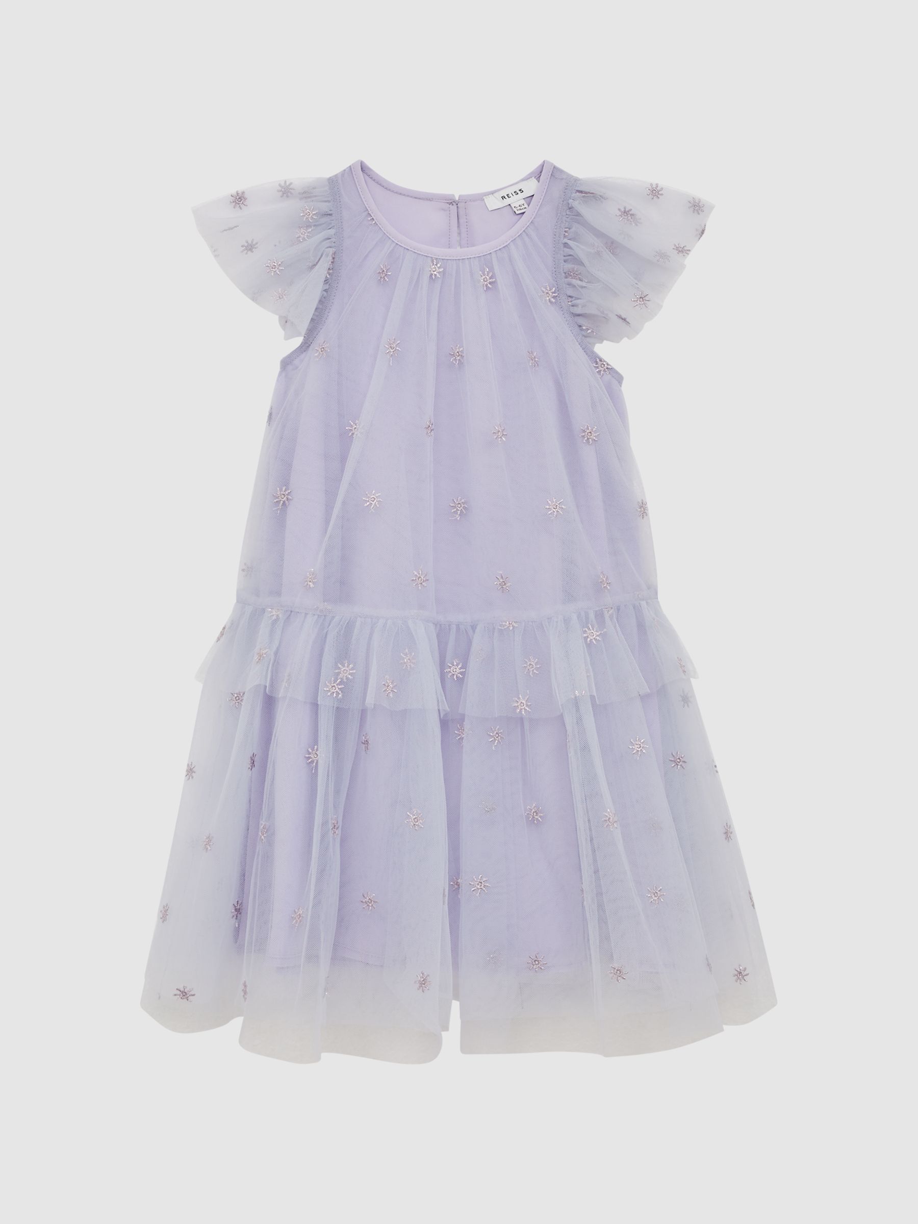 9-12 yrs Tulle Embroidered Dress in Lilac - Image 2 of 6