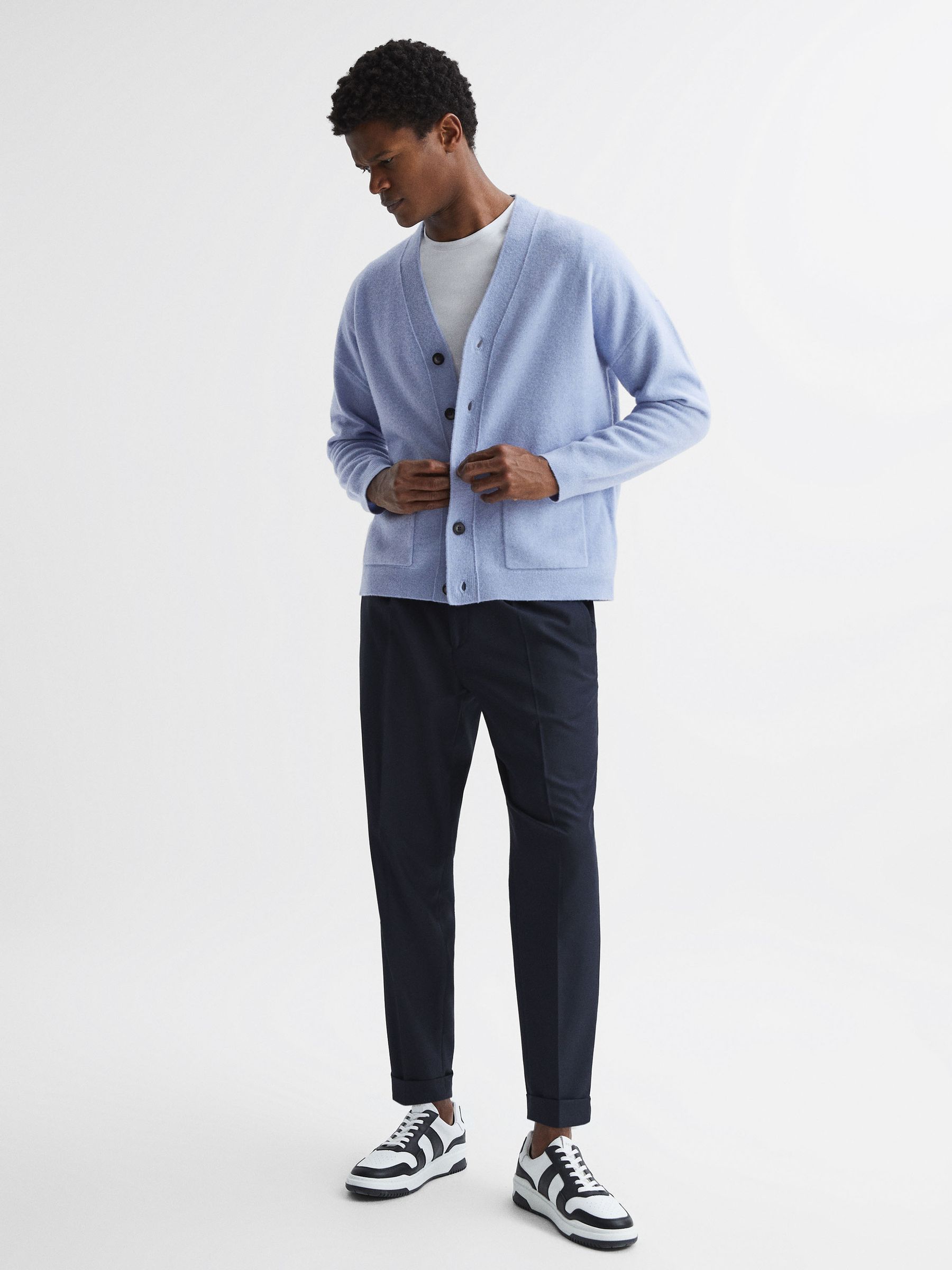 Merino Blend Cardigan in Soft Blue - Image 3 of 6