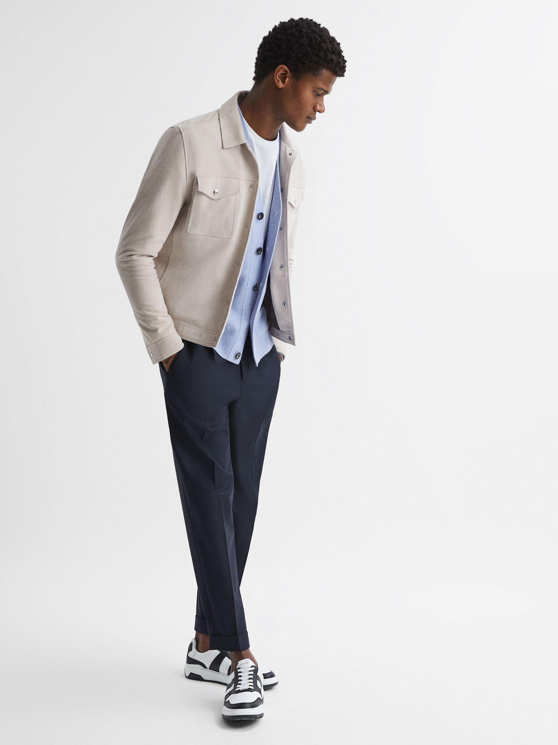 Merino Blend Cardigan in Soft Blue - Image 6 of 6