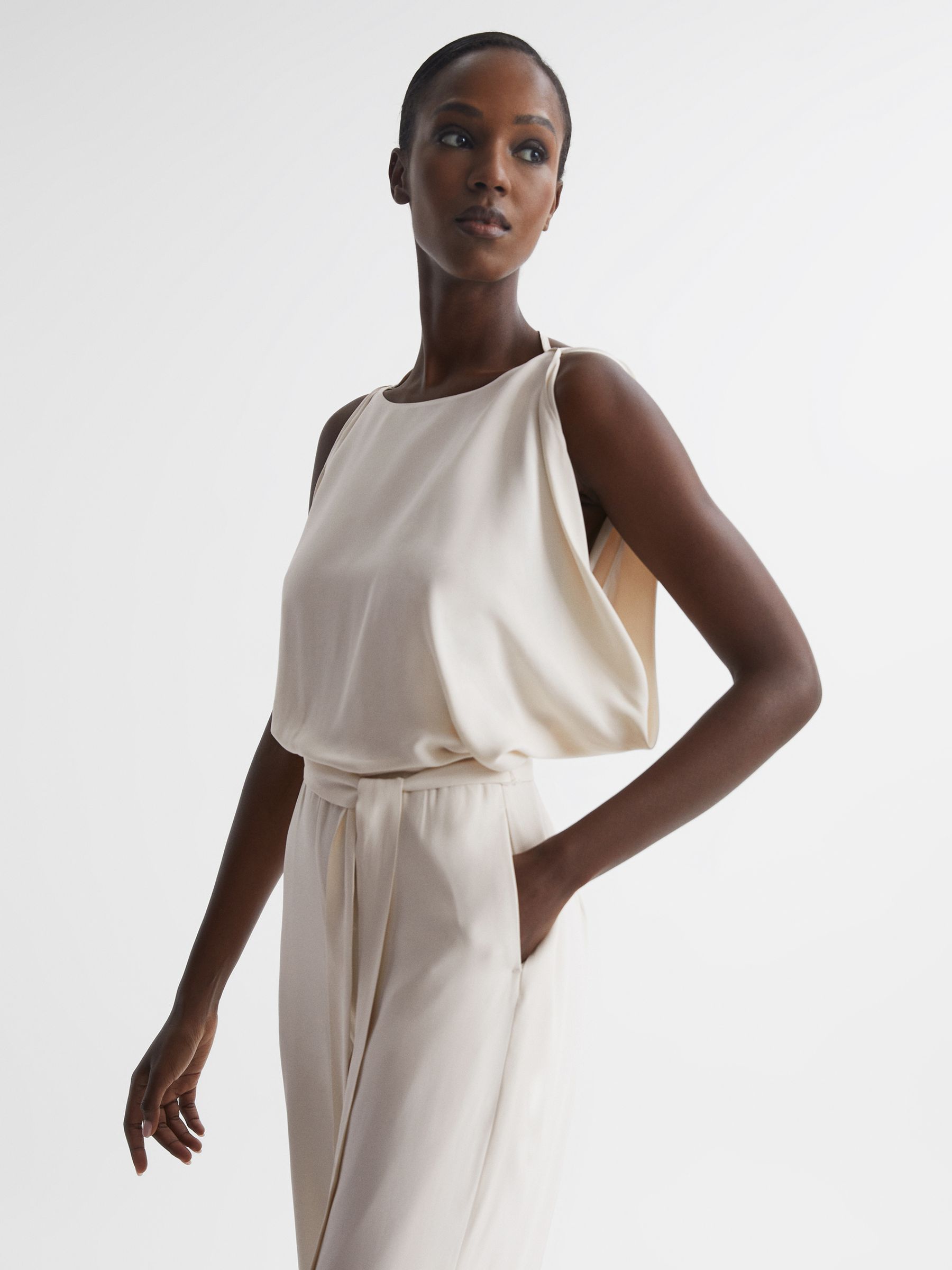 Wide Leg Bridal Jumpsuit in Ivory - Image 3 of 6