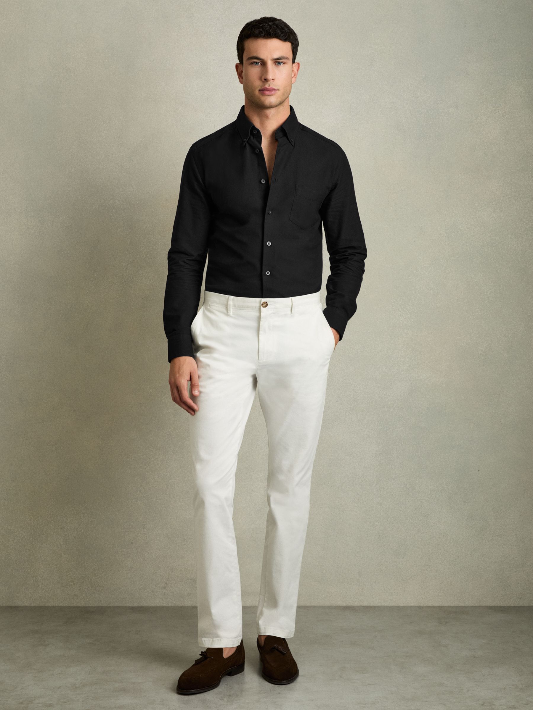 Soft Wash Button Down Oxford Shirt in Black - Image 4 of 7