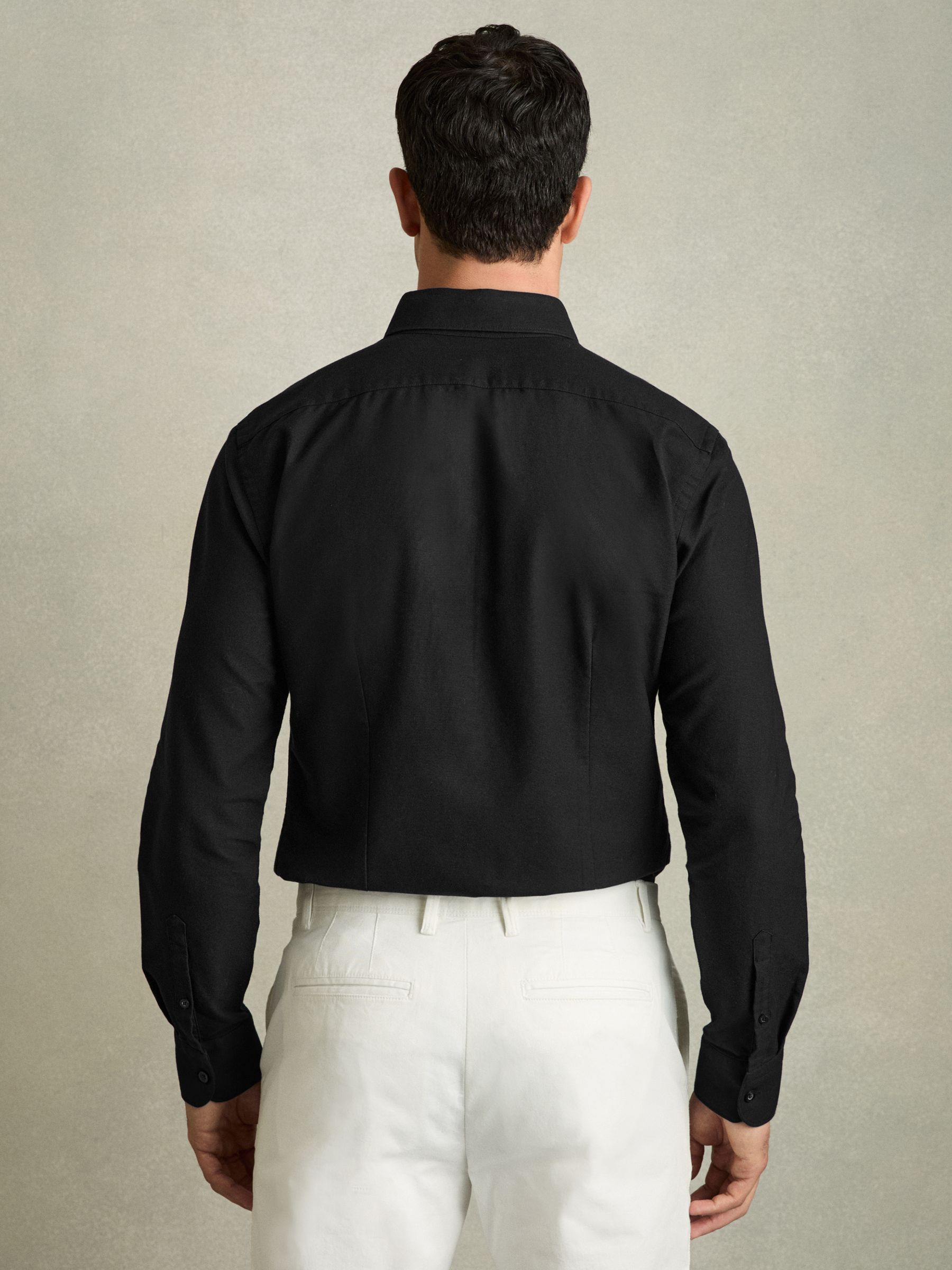 Soft Wash Button Down Oxford Shirt in Black - Image 5 of 7