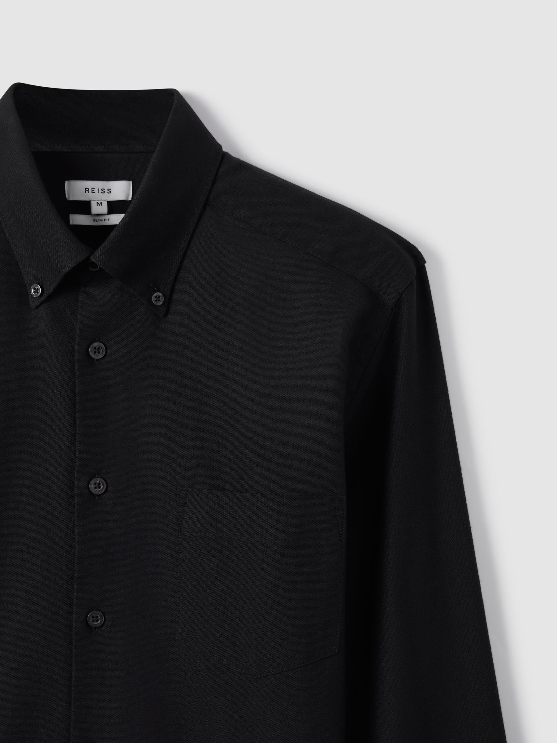 Soft Wash Button Down Oxford Shirt in Black - Image 6 of 7