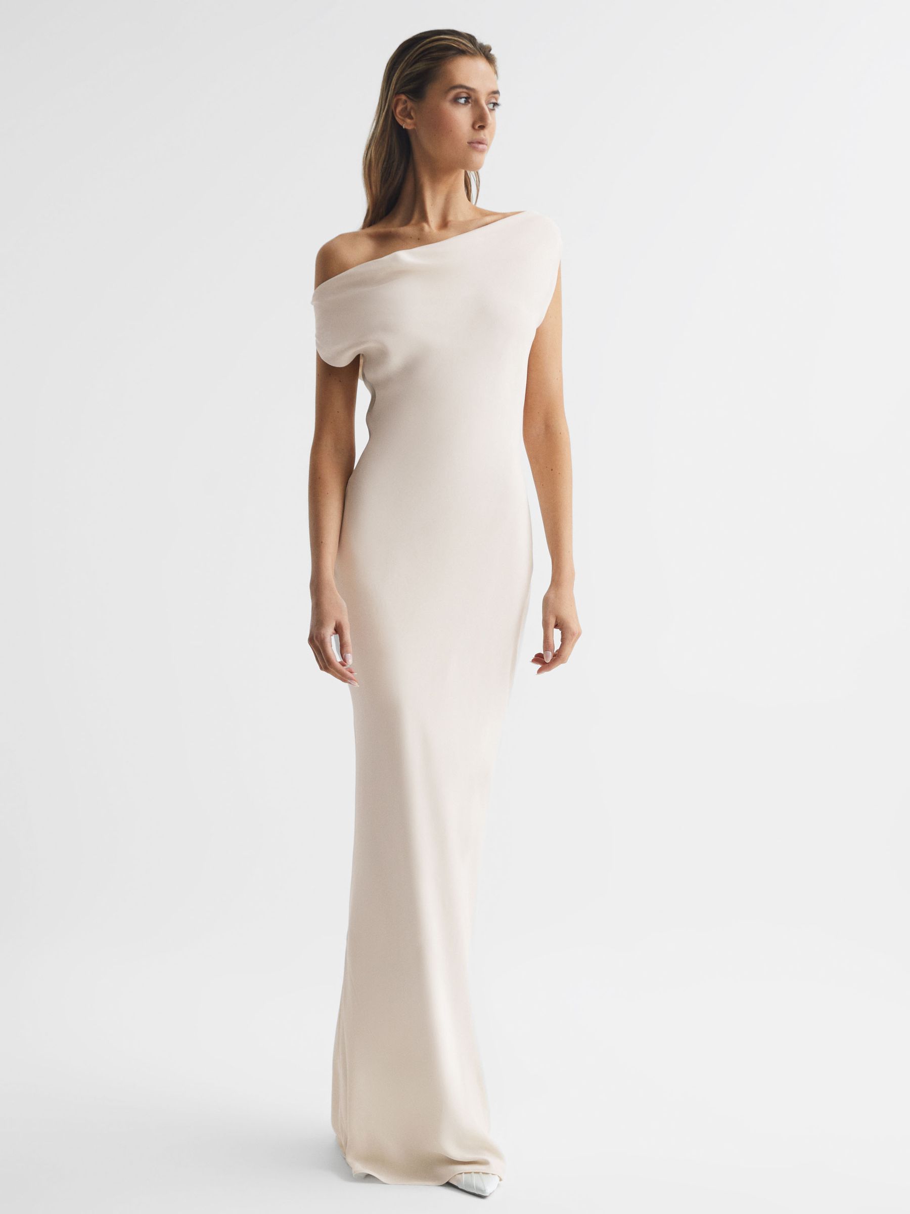 Off-The-Shoulder Maxi Dress in Ivory - Image 1 of 6 Off-The-Shoulder Maxi Dress in Ivory - Image 1 of 6