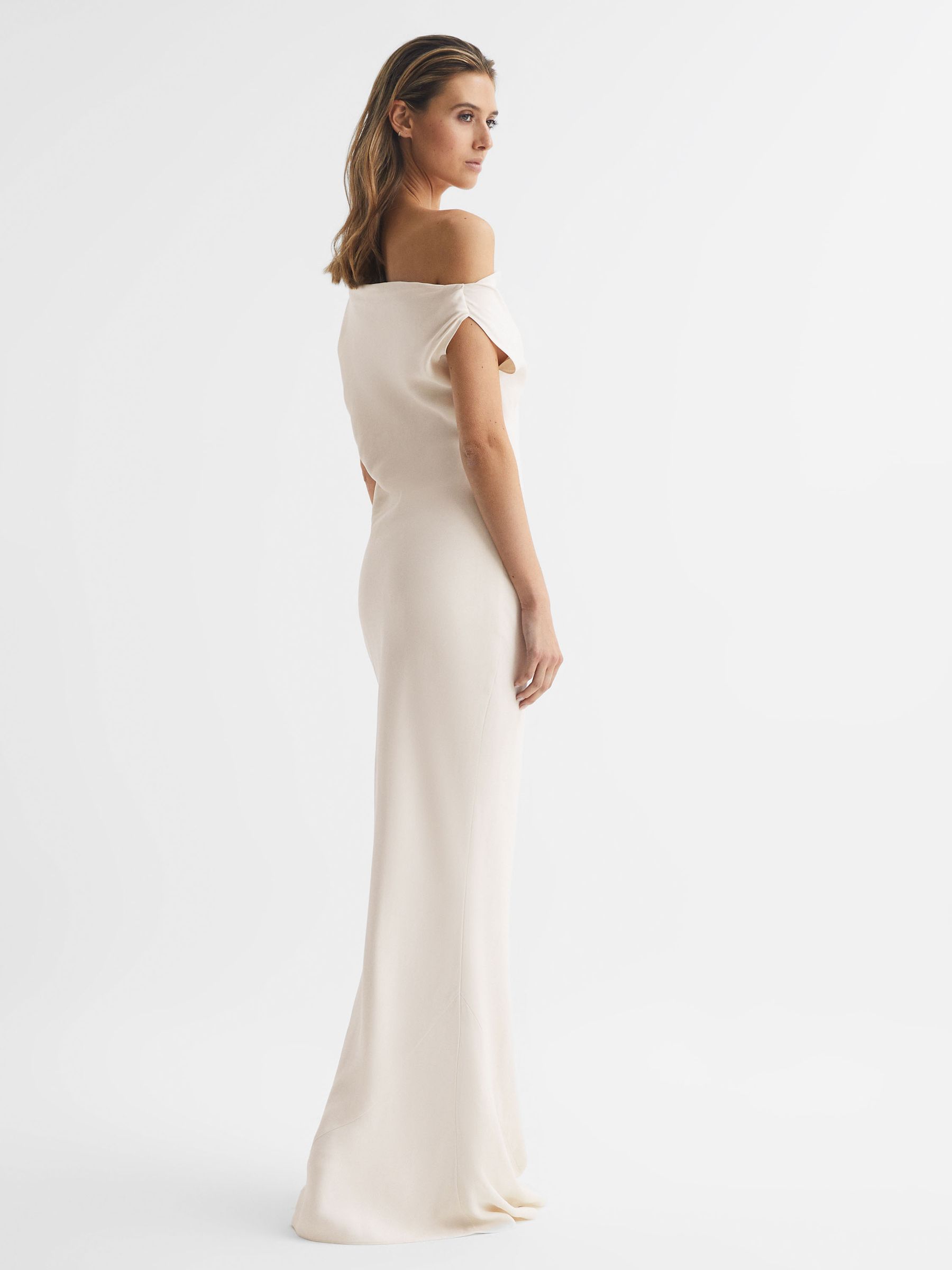 Reiss Off-The-Shoulder Maxi Dress in Ivory | REISS