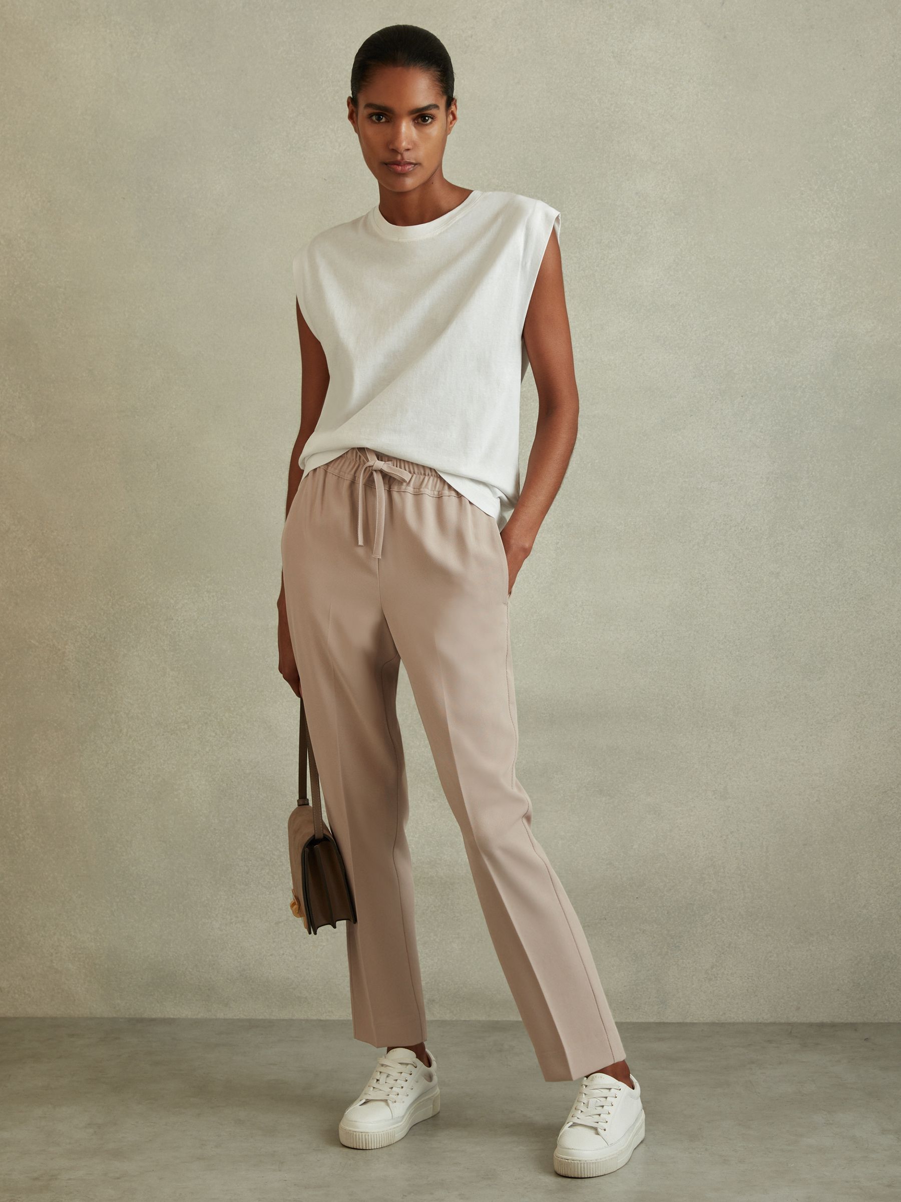 Tapered Pull-On Trousers in Mink - Image 1 of 7