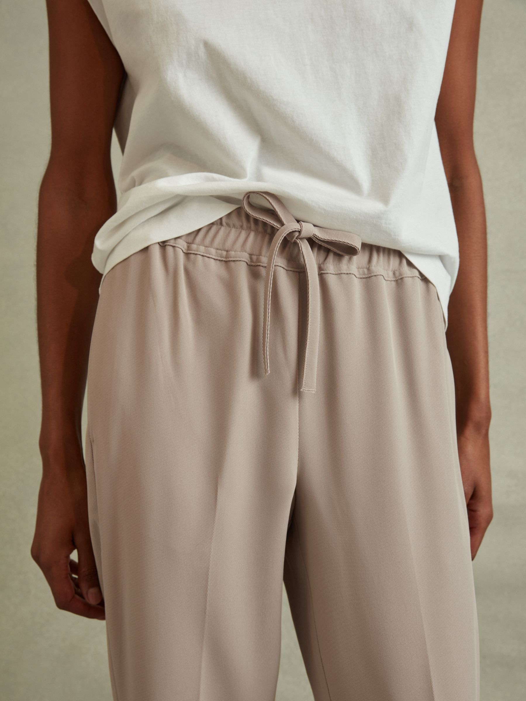 Tapered Pull-On Trousers in Mink - Image 3 of 7